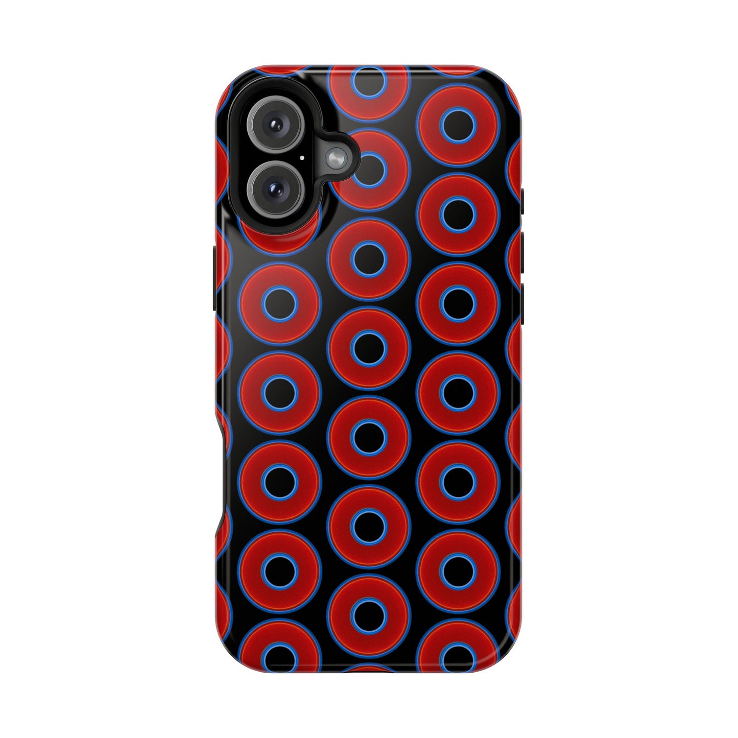 Magnetic Tough Donut Case - red vivid donut print w/black background