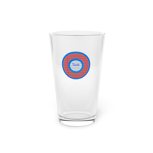 16oz Lumpy Pint Glass - "Tasty Pint Glass" - rustic red/blue donut
