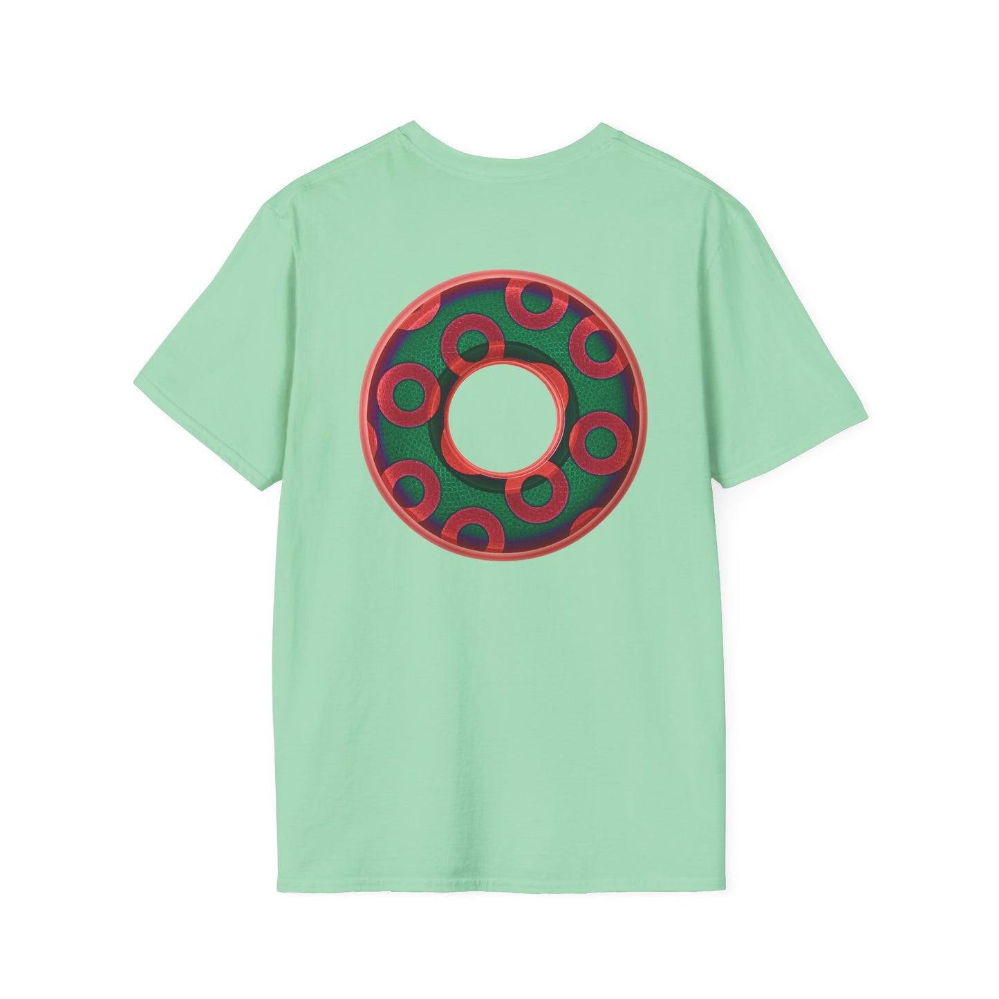 Plain Donuts/Unisex Soft-Style - "Plain Rustic Paradoxical Donuts" - green/red donuts