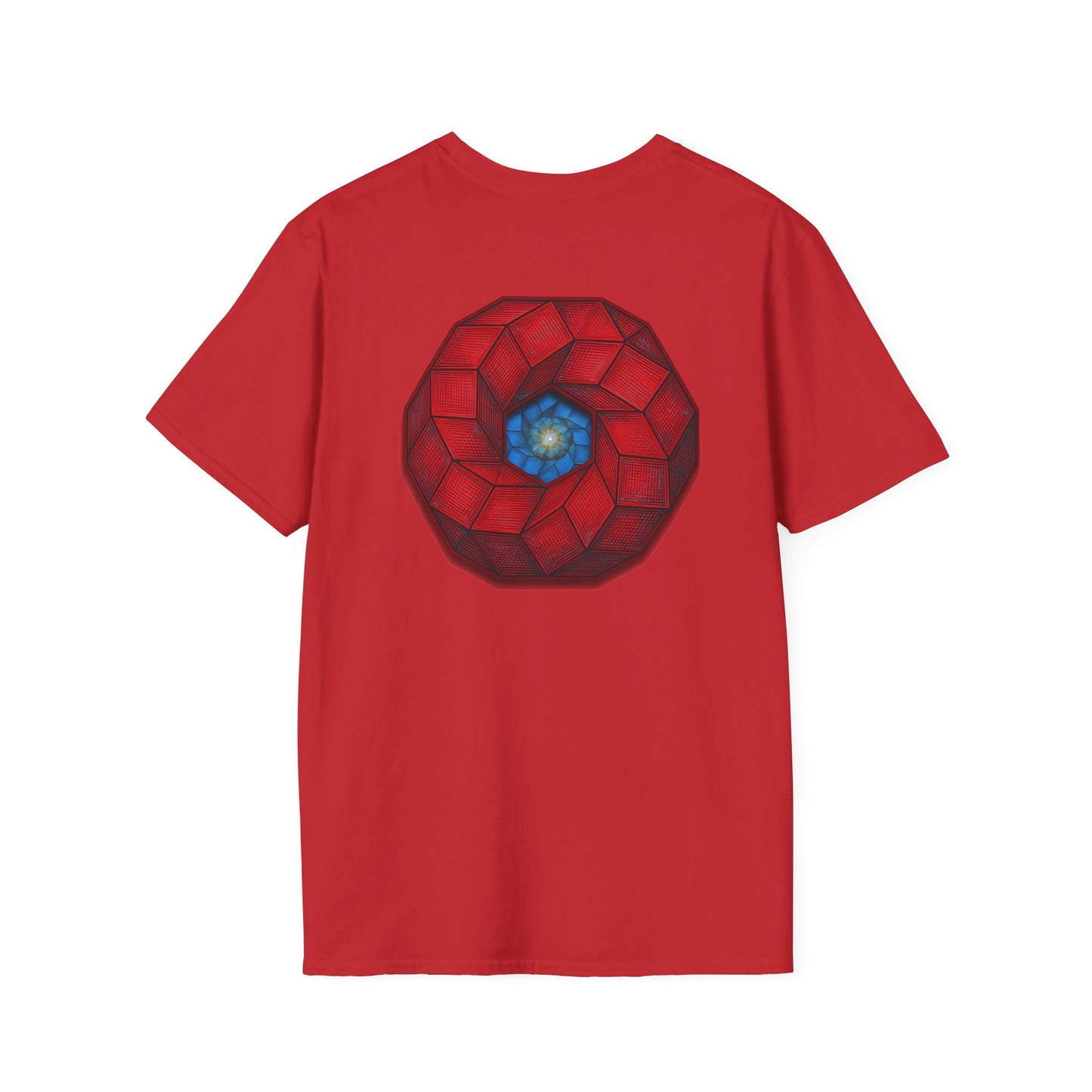 Classic Donut Tee - Unisex Soft-Style - "The 9th Donut" - rustic red/blue cubed donut - variant 1