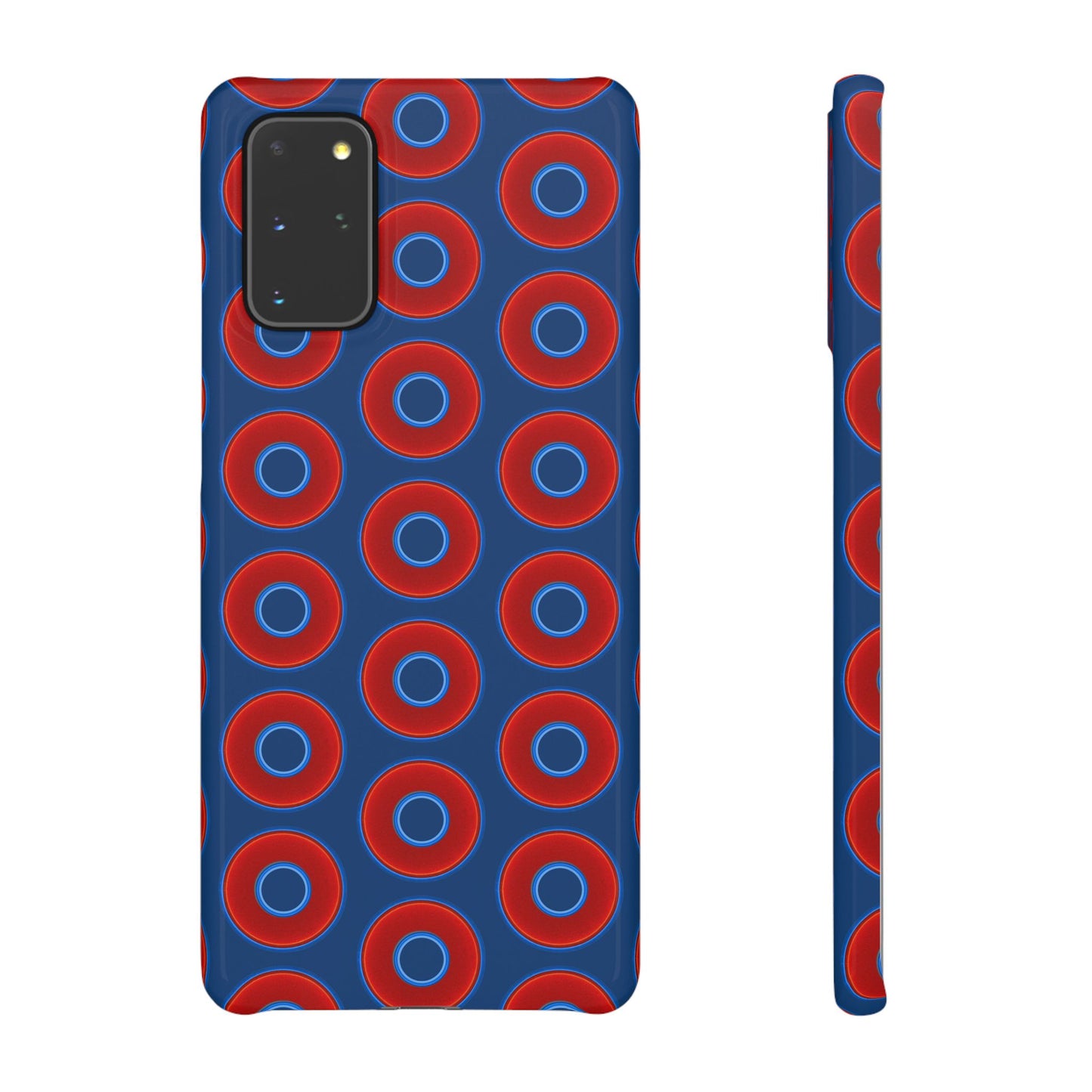 Lumpy Donut Snap Case - red vivid donut print w/Atlantic navy blue background