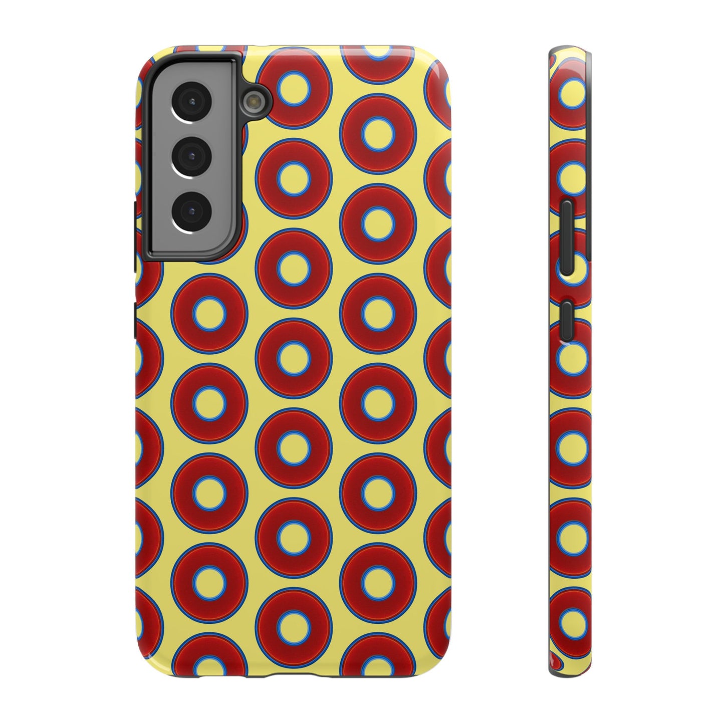 Impact-Resistant Lumpy Donut Case - red vivid donut print w/yellow background