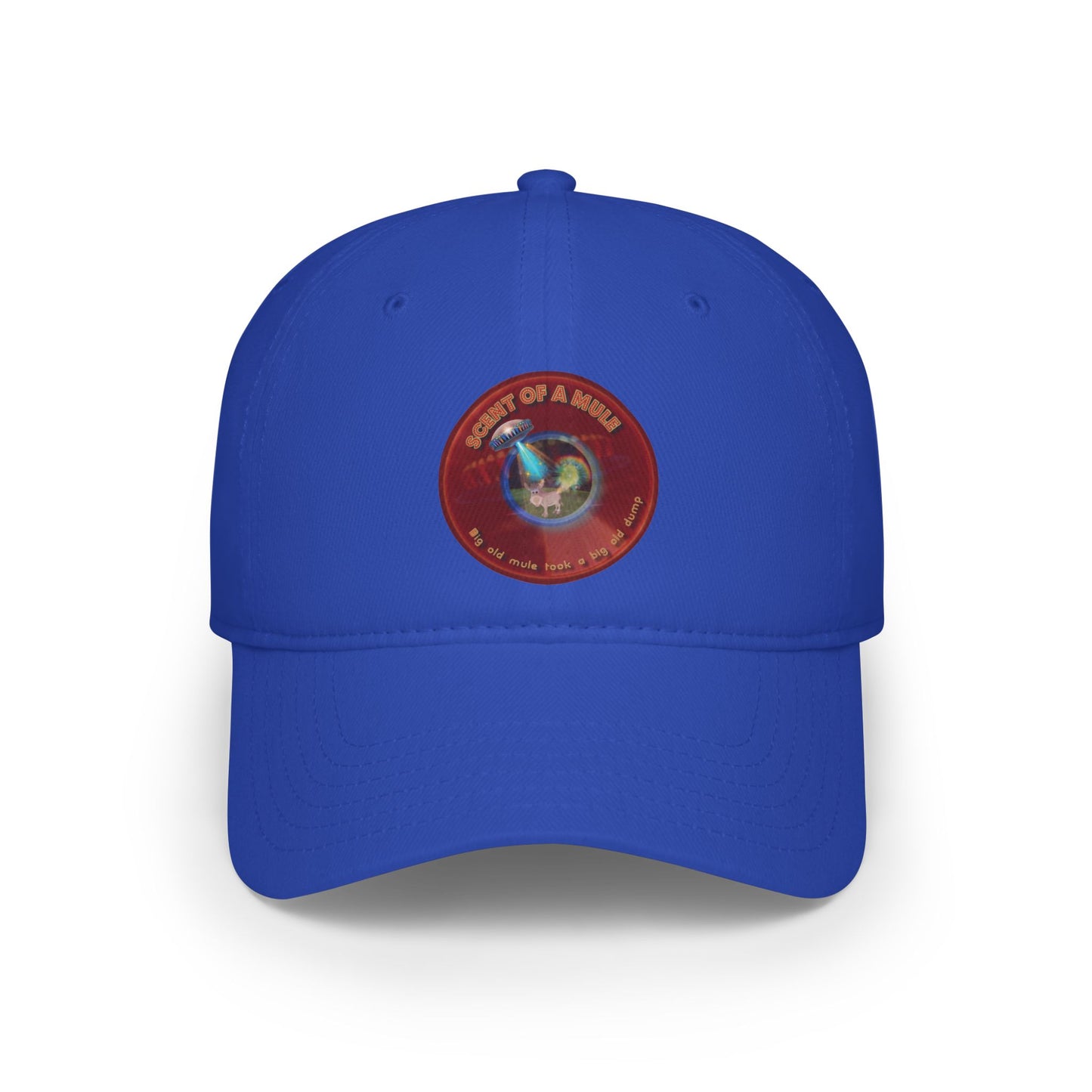 Lumpy Donut Baseball Cap - "Donut Caps? In Tomahawk County?" - variant 2 - vivid red donut w/