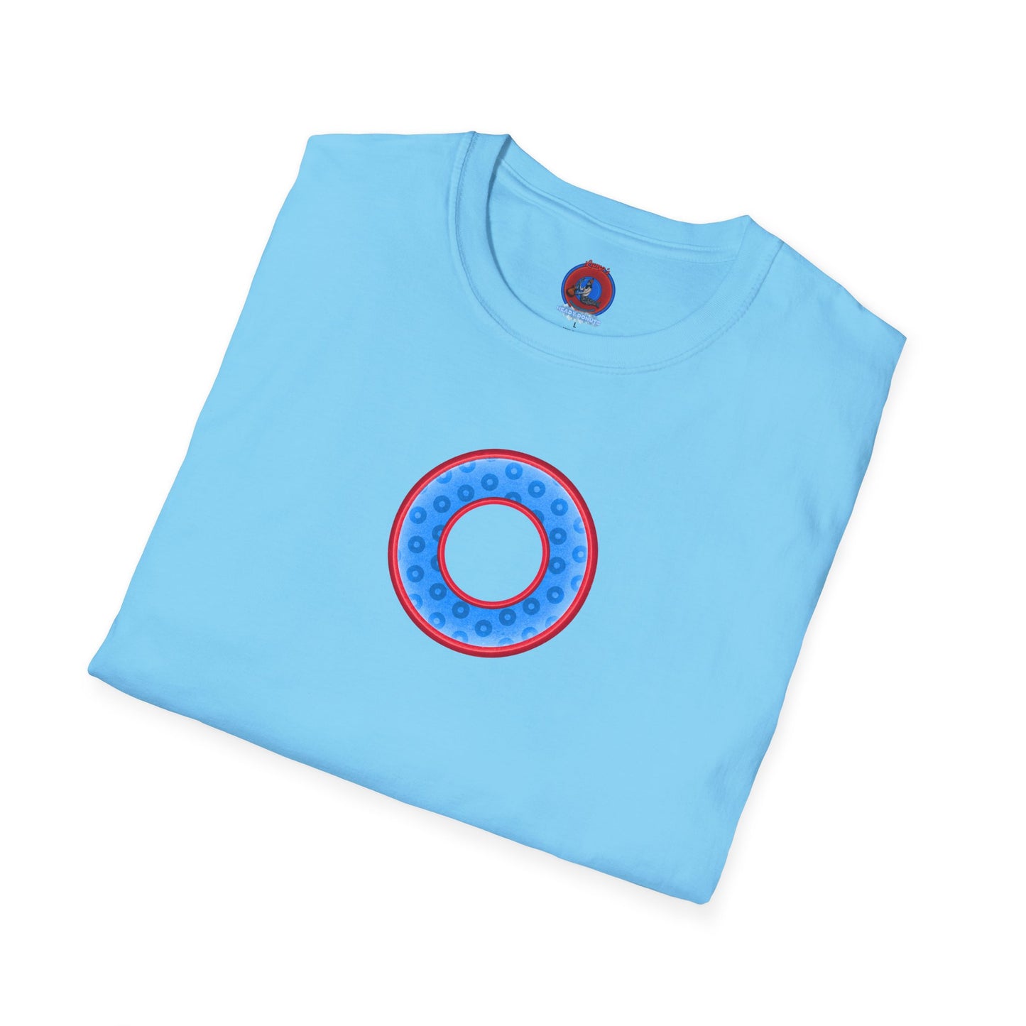 Plain Donuts/Unisex Soft-Style - "Plain Wide Mouthed Paradoxical Donuts" - light blue/red donuts