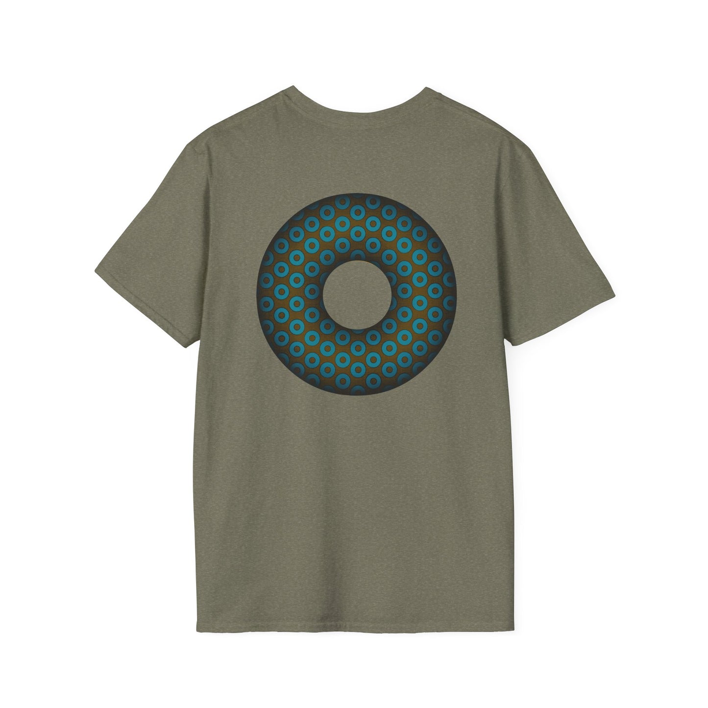 Plain Donuts/Unisex Soft-Style - "Plain Paradoxical Grided Donuts" - teal/brown donuts