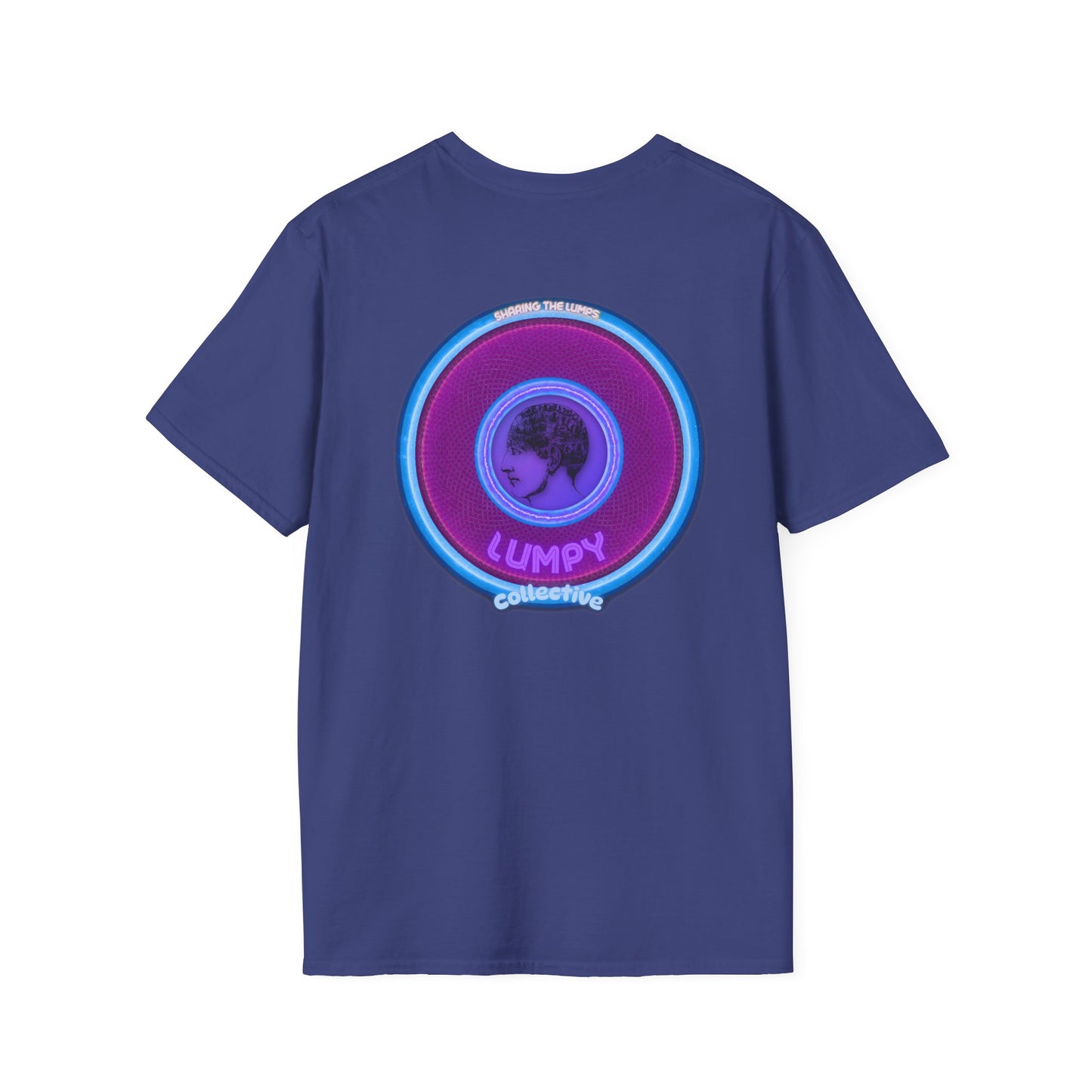 Classic Donut Tee - Unisex Soft-Style - "Lumpy Collective Donut" - rustic purple/light blue lumpy donut - variant 2