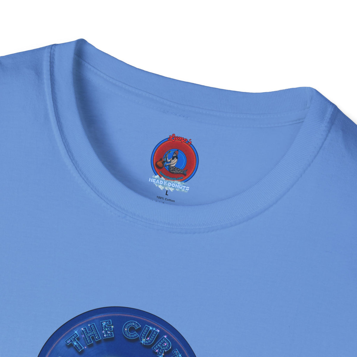 Classic Donut Tee - Unisex Soft-Style - "The Donut Without" - series 1.0  - variant 1 - vivid blue record donut