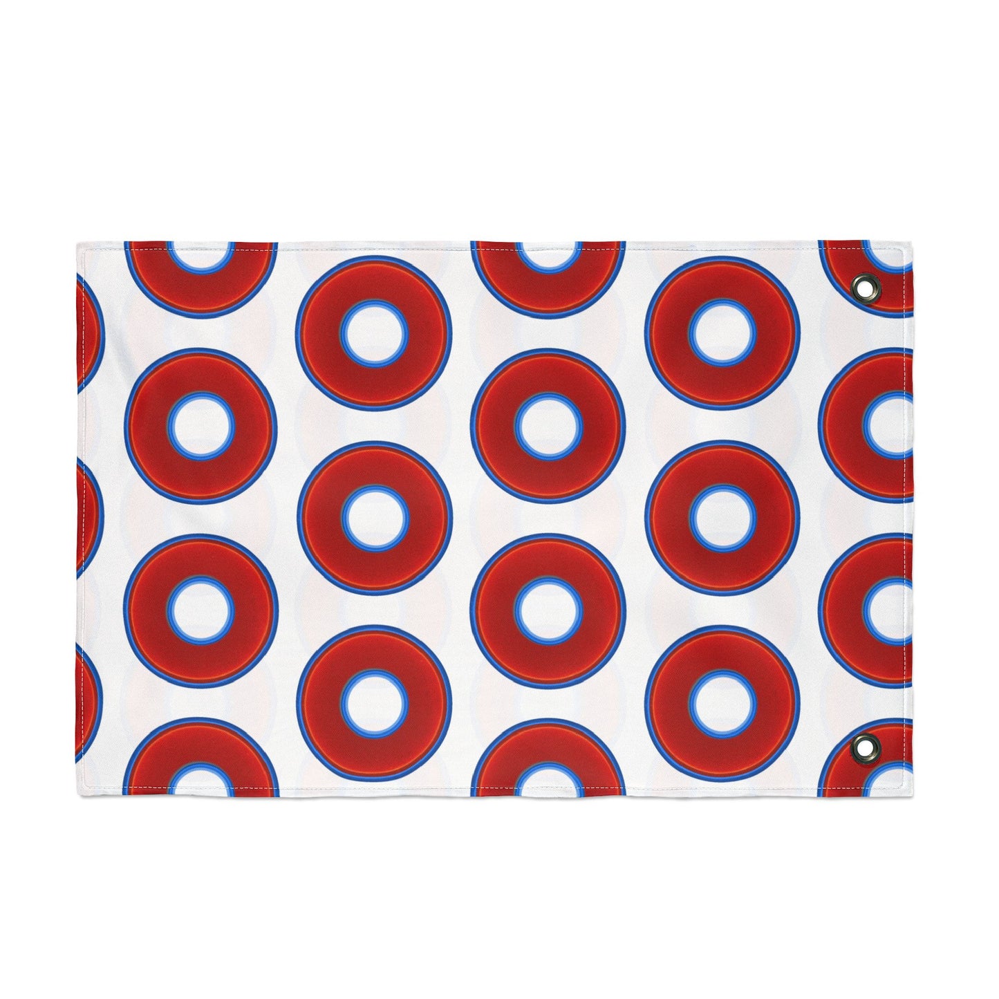Lumpy Flagpole Sitters - Donut Flags [12" x 18"] - red vivid donut print w/white background