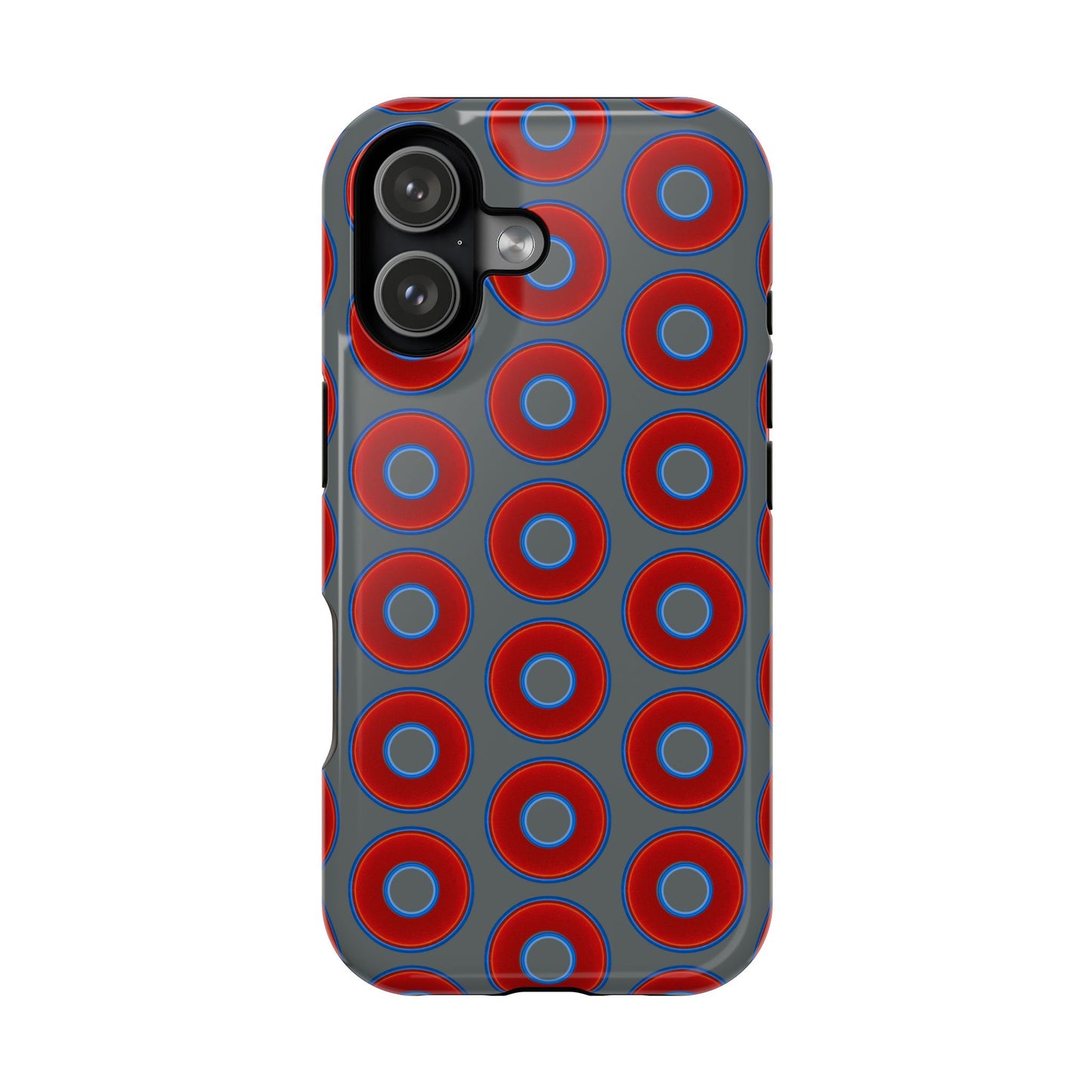 Impact-Resistant Lumpy Donut Case - red vivid donut print w/dark gray background