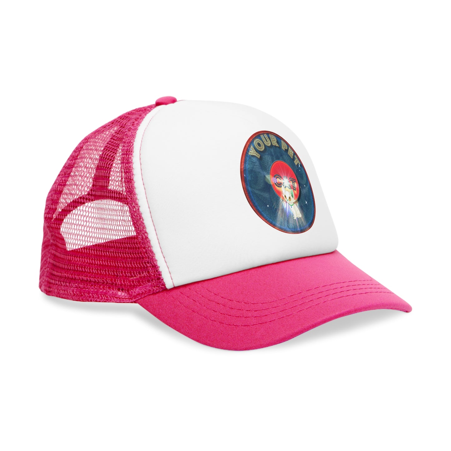 Lumpy Trucker Hat - "Ancient Egyptians were Right about Cats" - blue donut