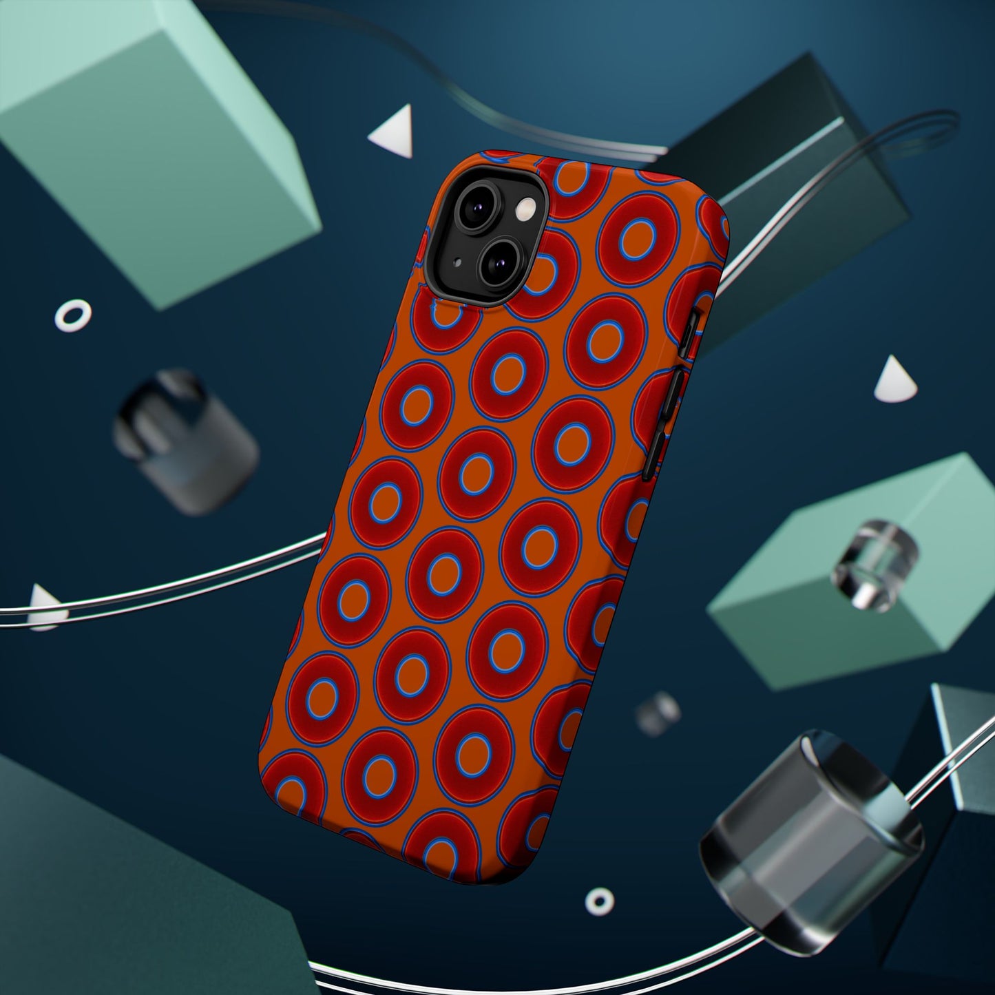 Magnetic Tough Donut Case - red vivid donut print w/dark orange background