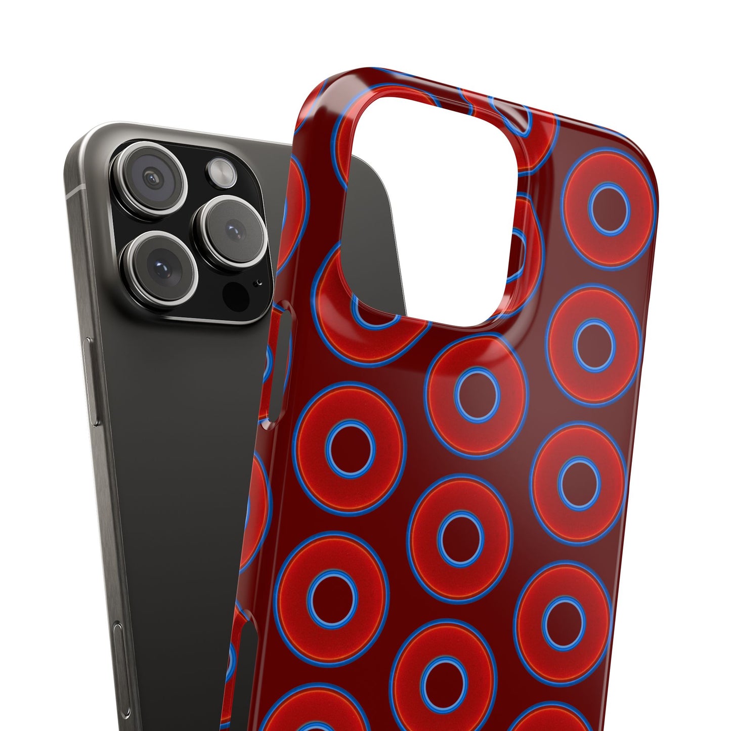 Lumpy Donut Snap Case - red vivid donut print w/dark red background