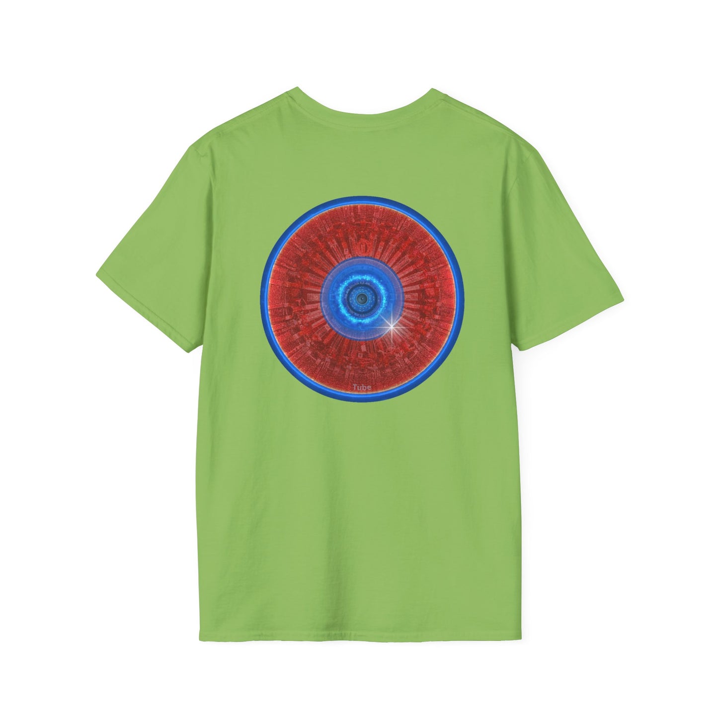 Classic Donut Tee - Unisex Soft-Style - "Graphic Translation Tee Shirt" - vivid red/blue tube donut - variant 1