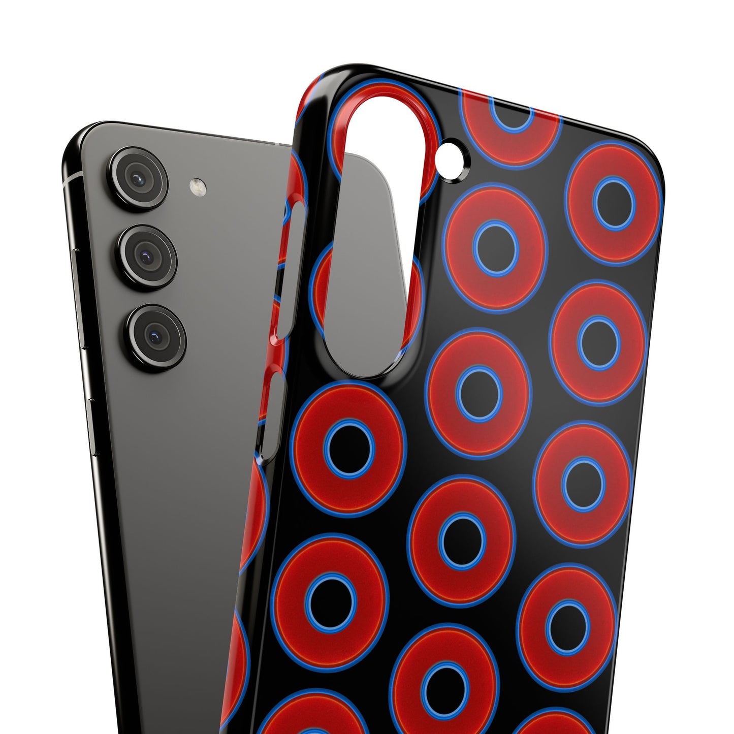 Lumpy Donut Snap Case - red vivid donut print w/black background