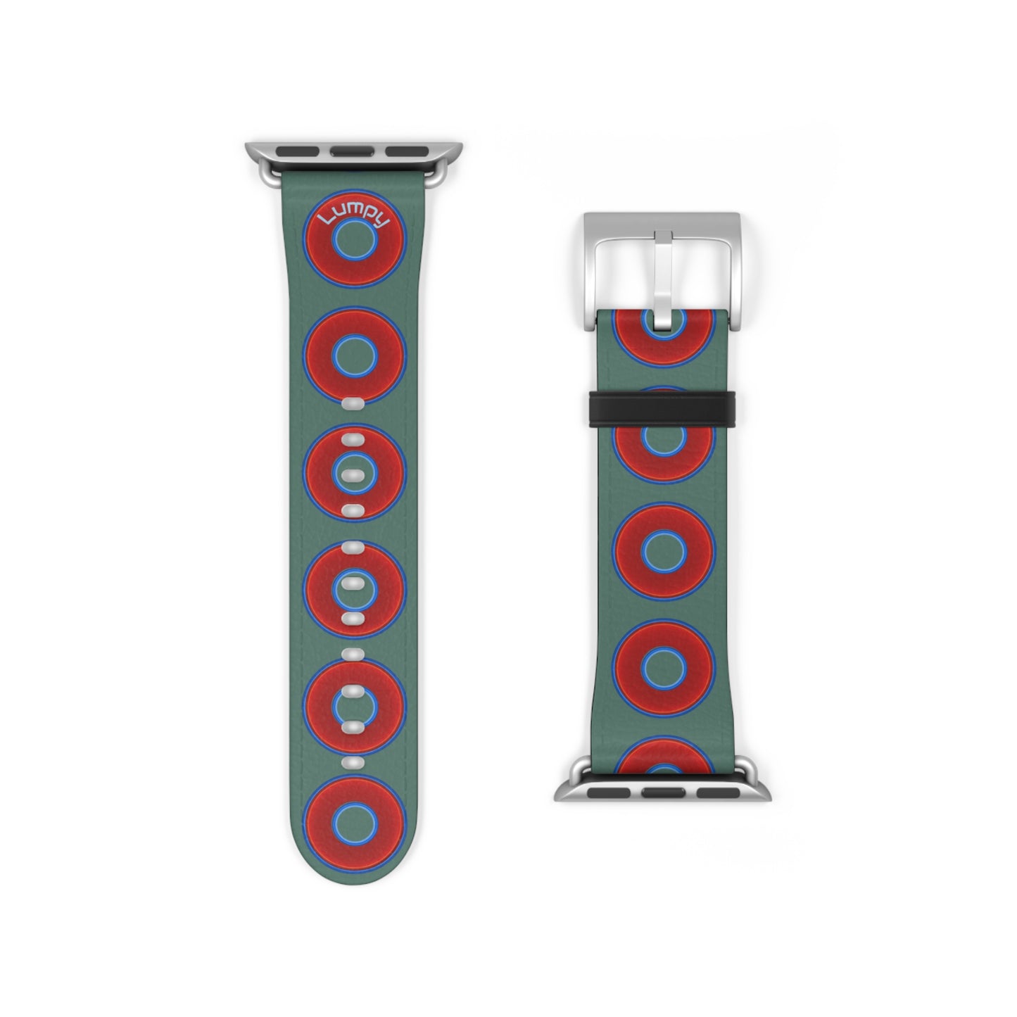 Lumpy Donut Wristband - compatible w/apple watch - red vivid donuts w/Fenway green background