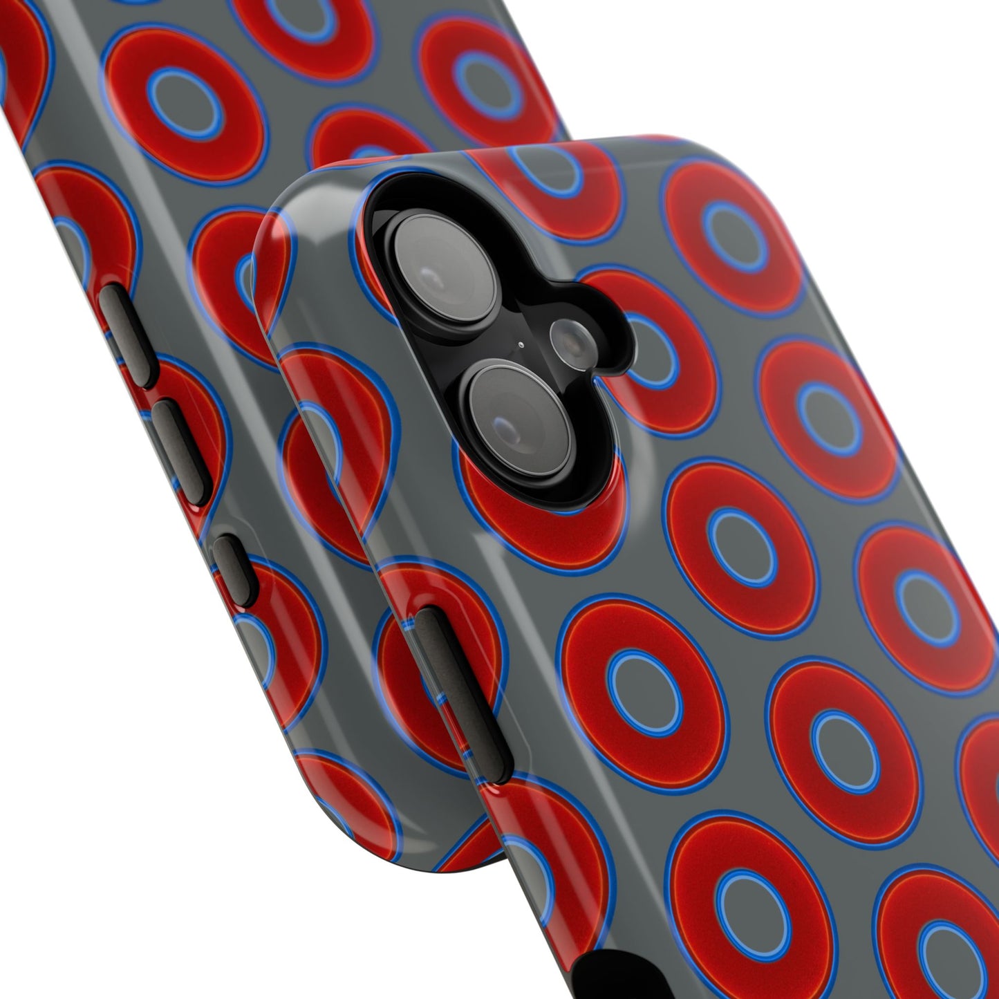 Impact-Resistant Lumpy Donut Case - red vivid donut print w/dark gray background