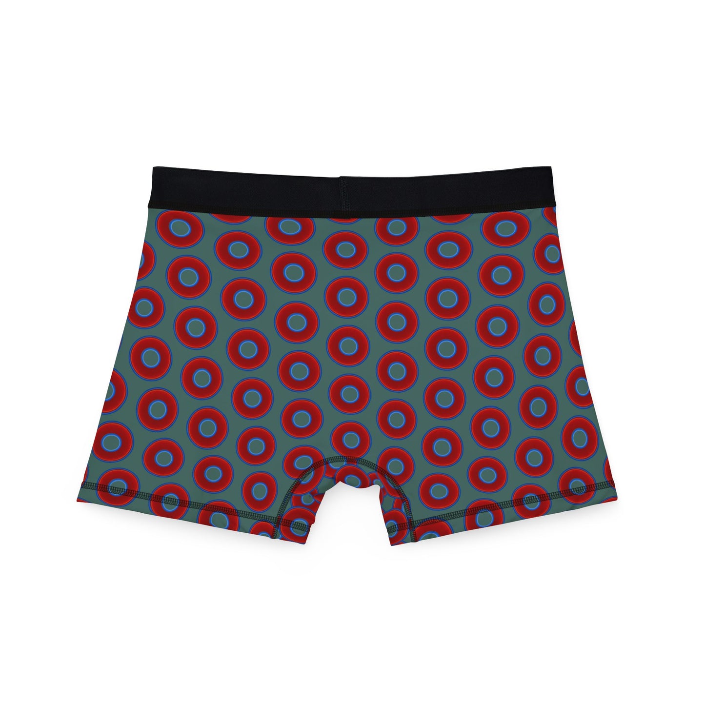 Men's Donut Boxers - red vivid donuts w/Fenway green background