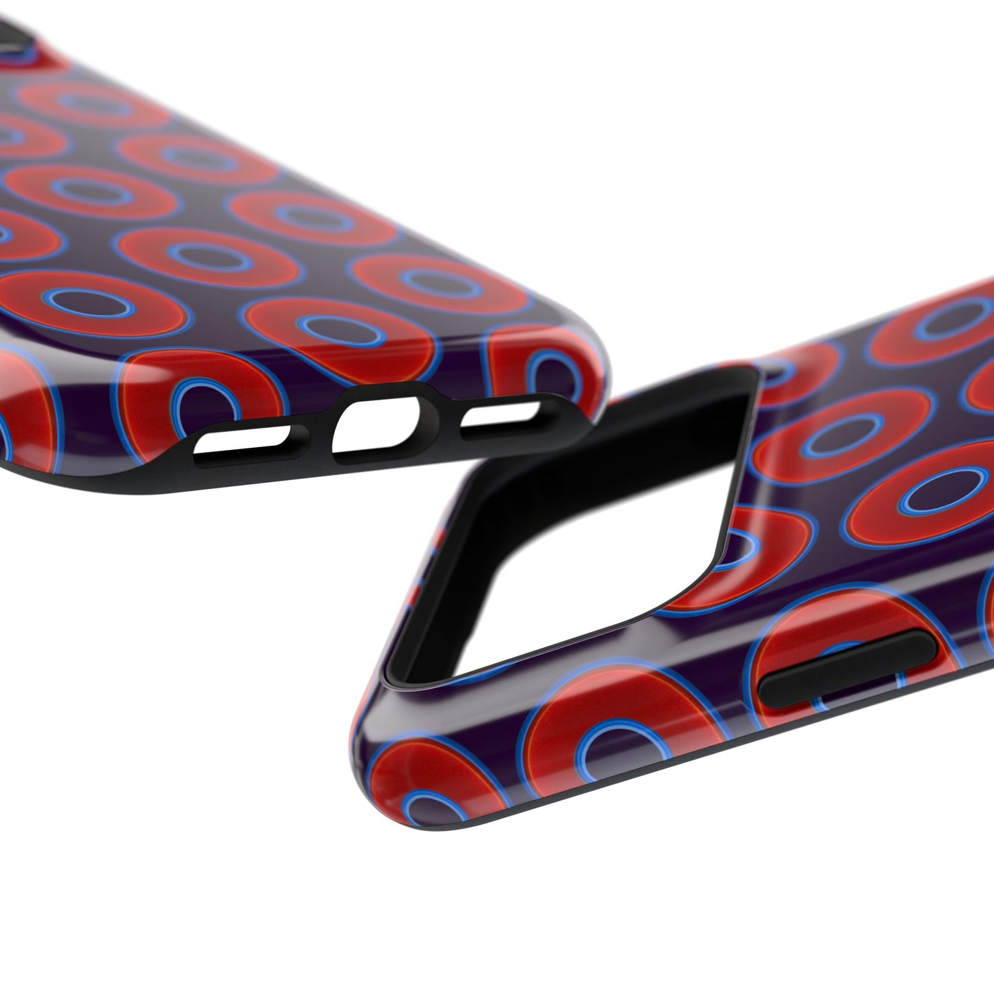 Impact-Resistant Lumpy Donut Case - red vivid donut print w/midnight purple background