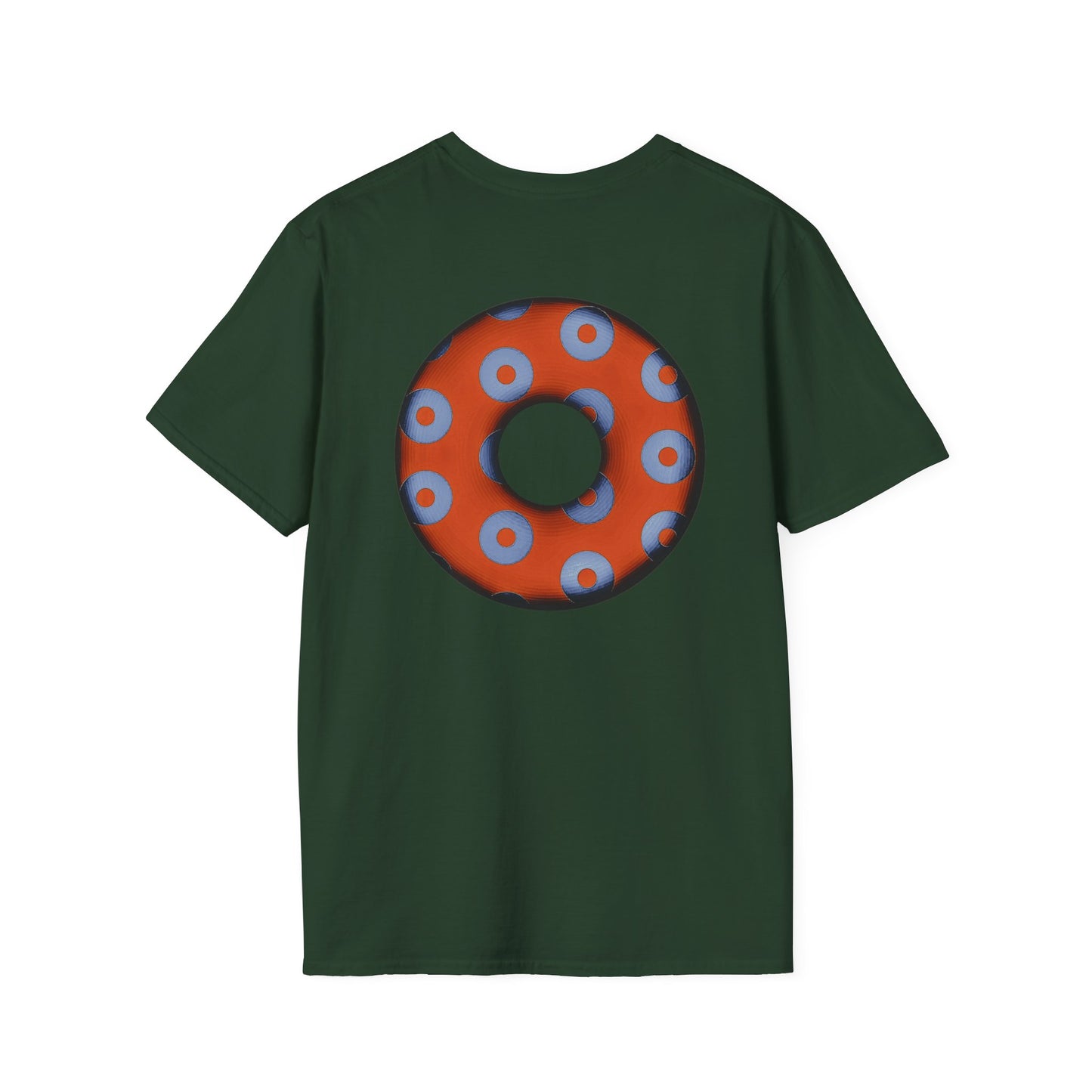 Plain Donuts/Unisex Soft-Style - "Plain Blimpy Paradoxical Donuts" - light blue/orange donuts