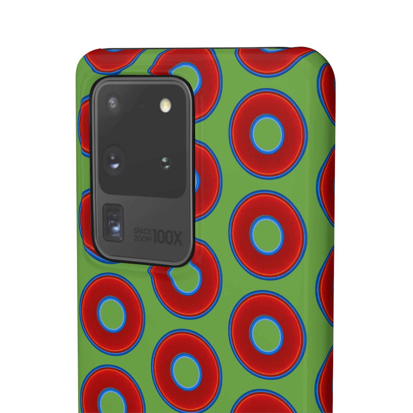 <Lumpy Donut Snap Case - red vivid donut print w/light green background
