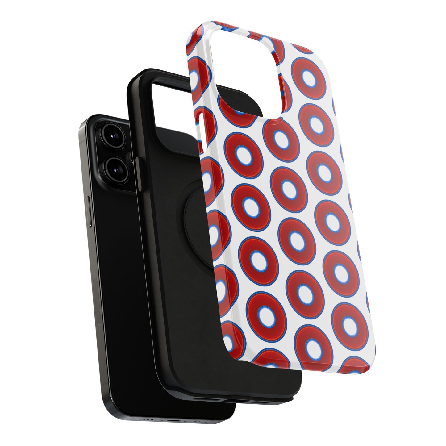 Impact-Resistant Lumpy Donut Case - red vivid donut print w/white background