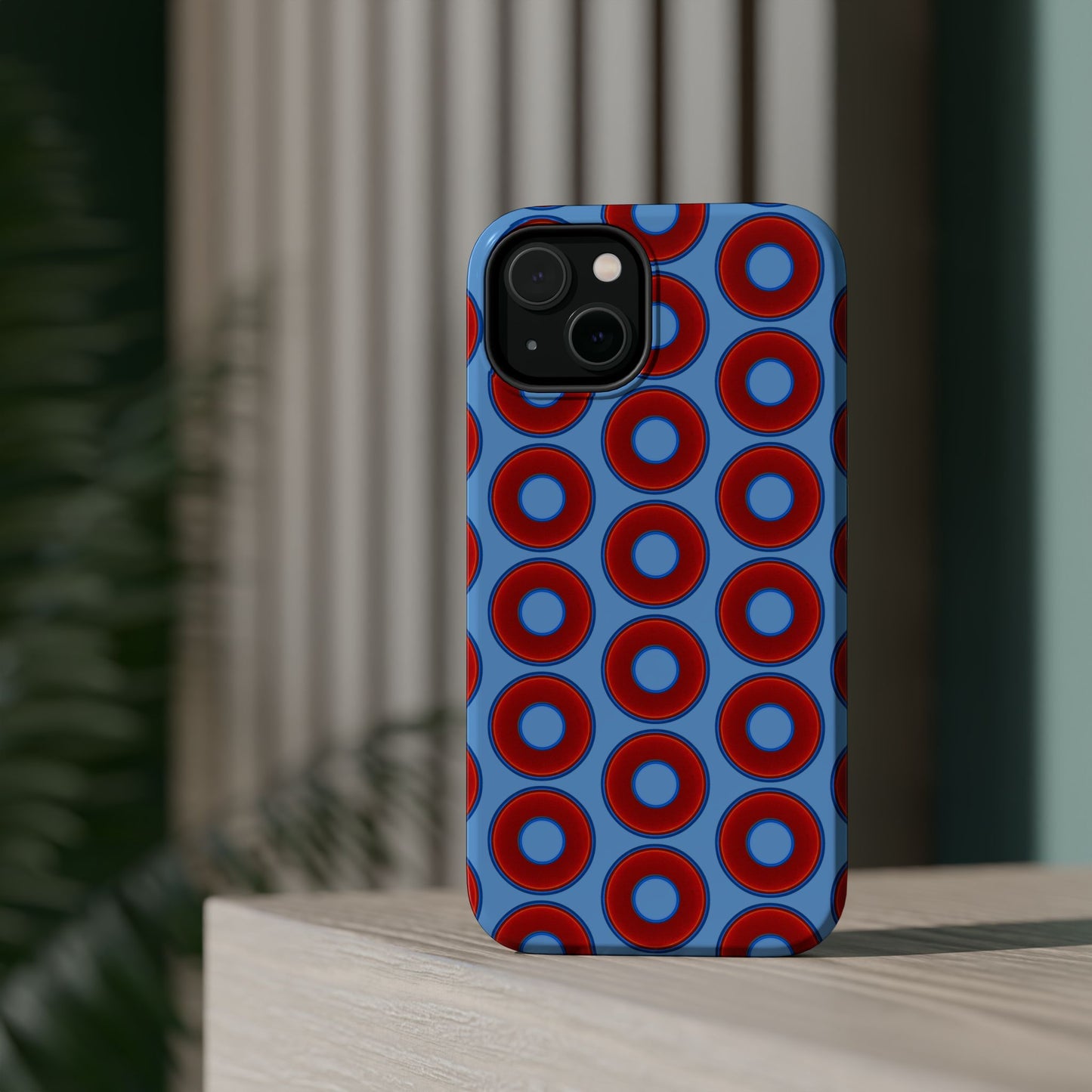 Magnetic Tough Donut Case - red vivid donut print w/light blue background