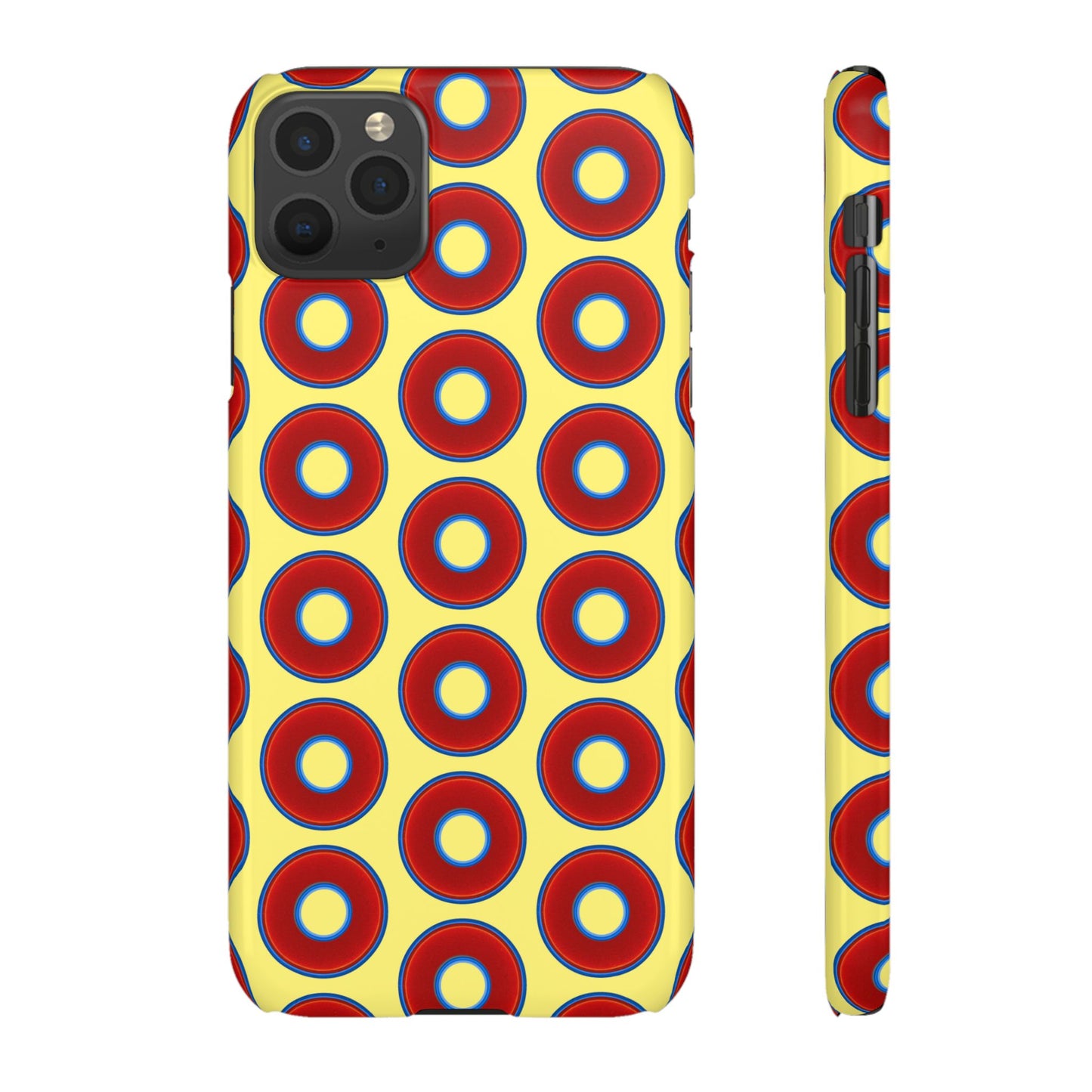 Lumpy Donut Snap Case - red vivid donut print w/yellow background