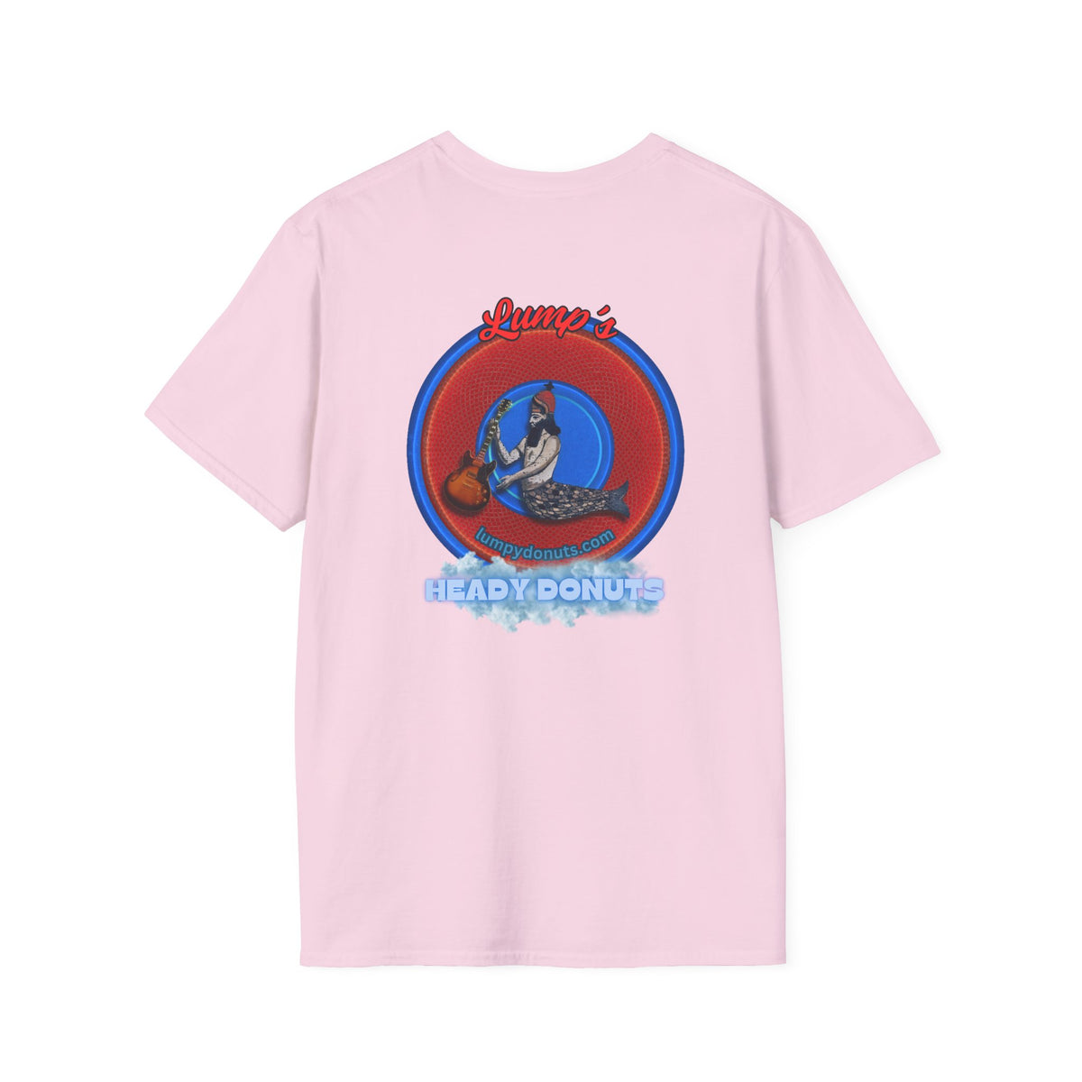 Classic Donut Tee - Unisex Soft-Style - "Lump's Heady Donuts Logo" - series 1.0  - red/blue rustic donut