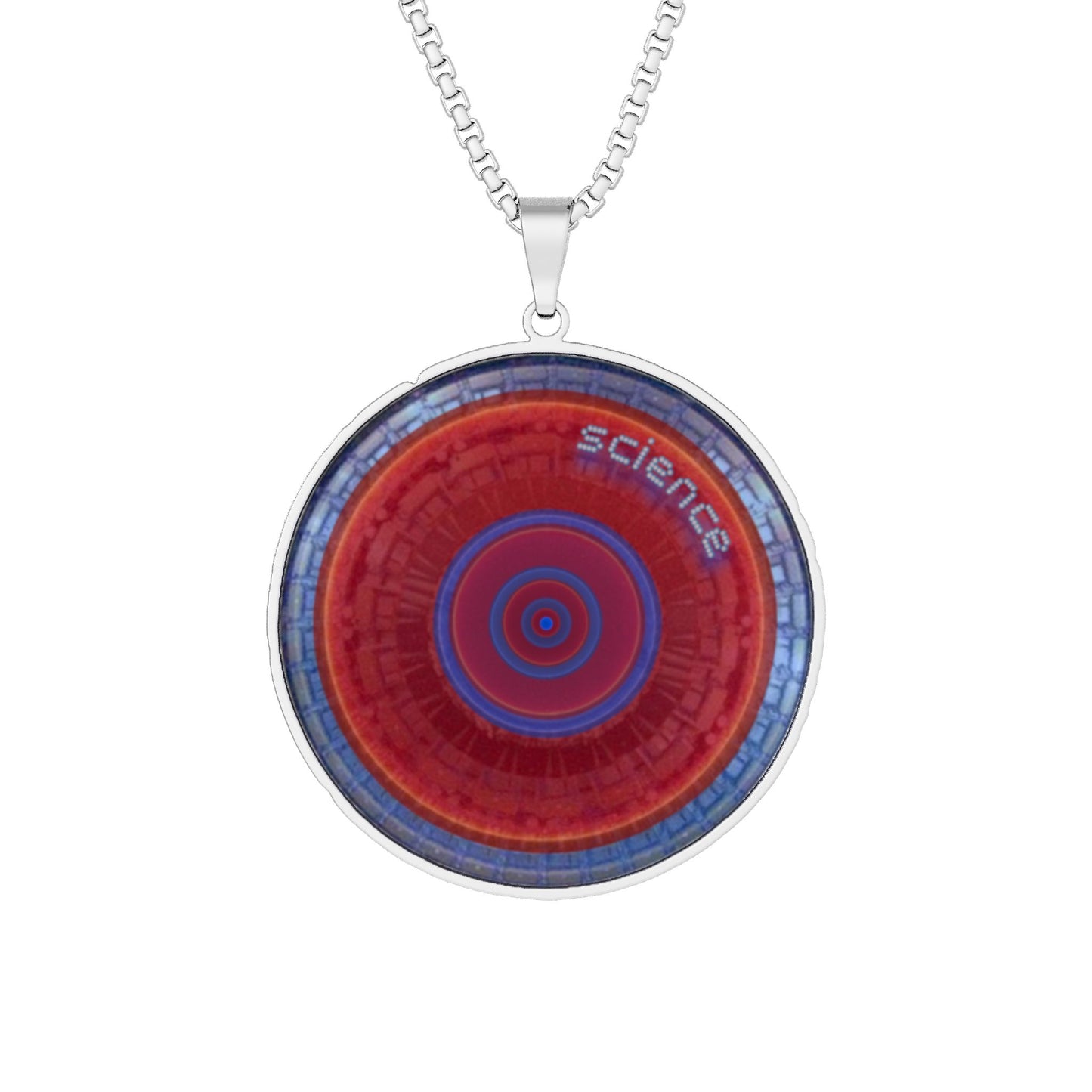 Lump's Heady Donut Necklace - 1" x 1" Stainless Steel Pendant - "The Science Project Donut Pendant" - red/blue tube donut