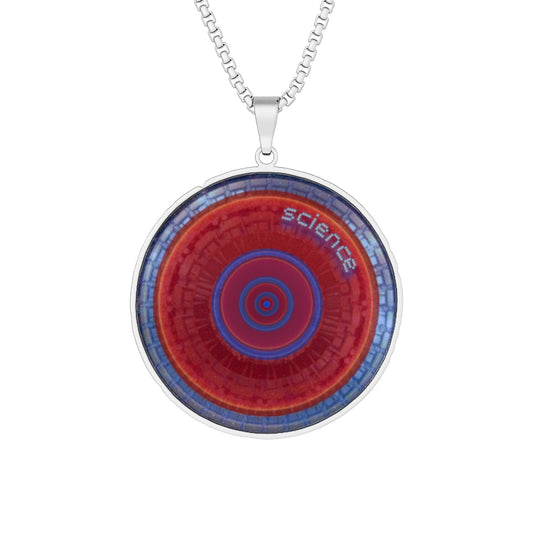 Lump's Heady Donut Necklace - 1" x 1" Stainless Steel Pendant - "The Science Project Donut Pendant" - red/blue tube donut