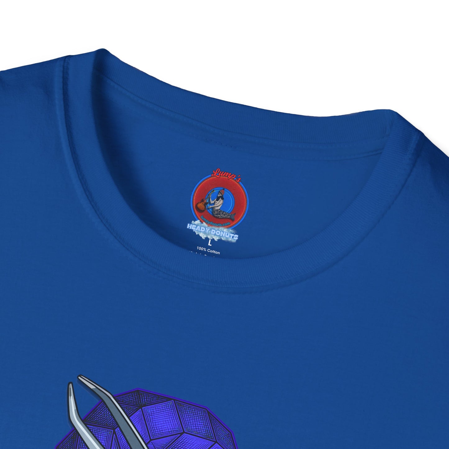 Classic Donut Tee - Unisex Soft-Style - "The Teasing Festivus Donut" - blue rustic cubed donut