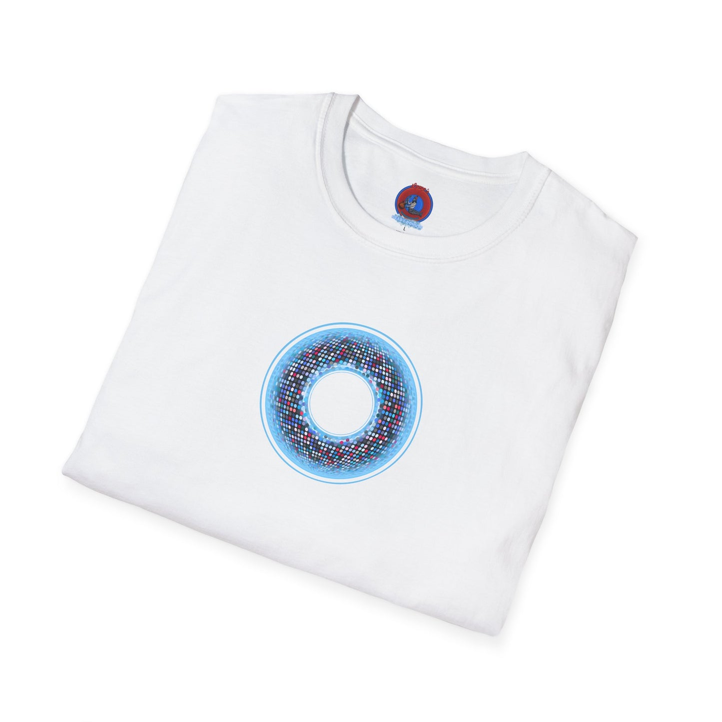 Classic Donut Tee - Unisex Soft-Style - "Microdot Donut" - light blue pixilated donut