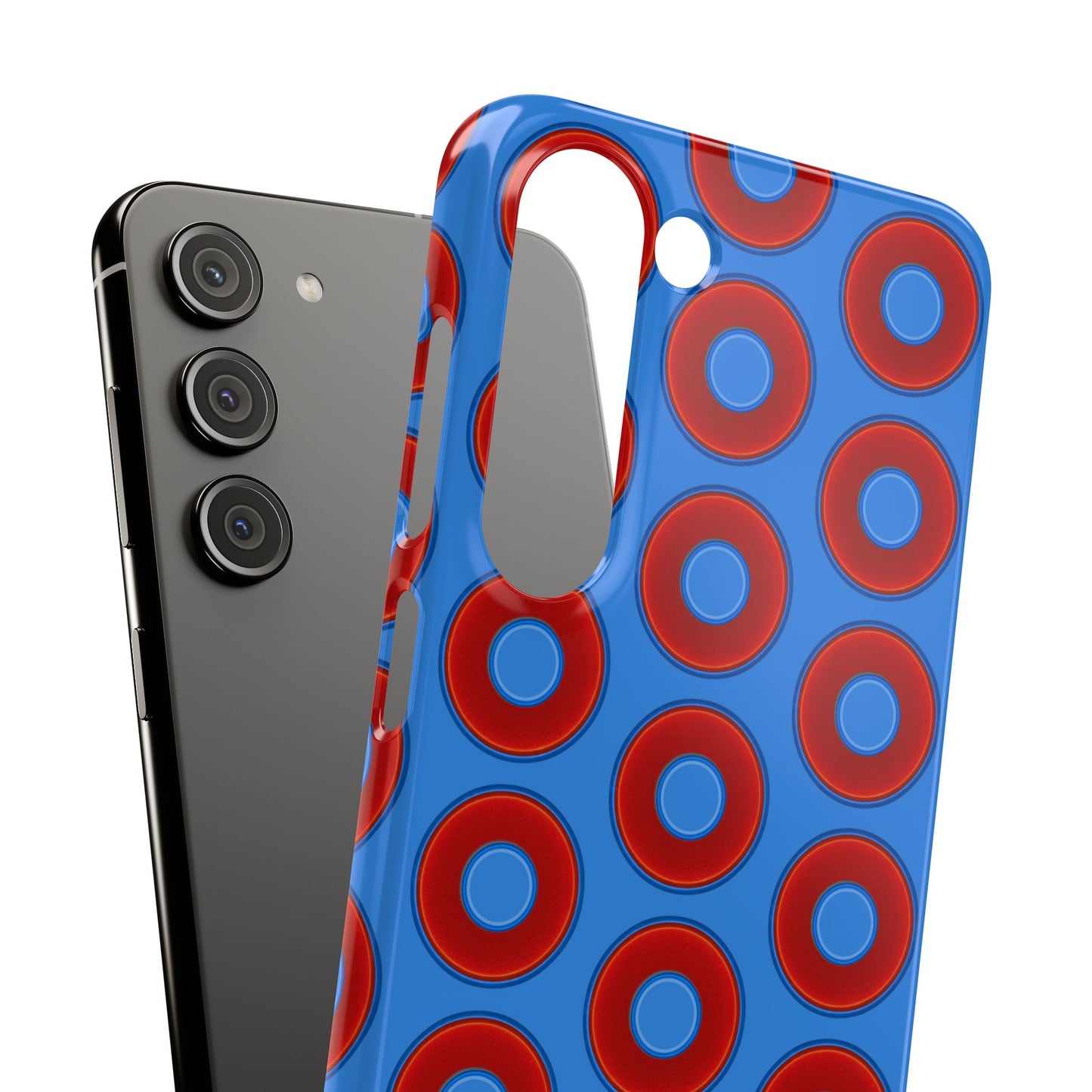 Lumpy Donut Snap Case - red vivid donut print w/light royal blue background