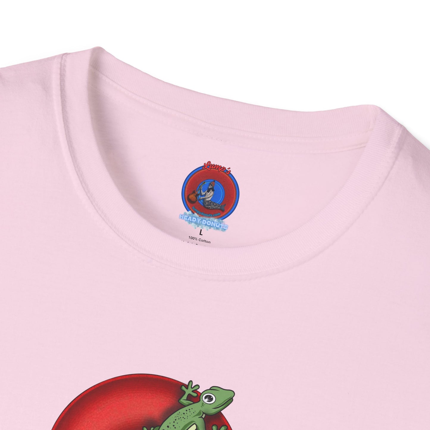 Classic Donut Tee - Unisex Soft-Style - "Practically Extinct Tee Shirt" - plump vivid red donut - variant 1