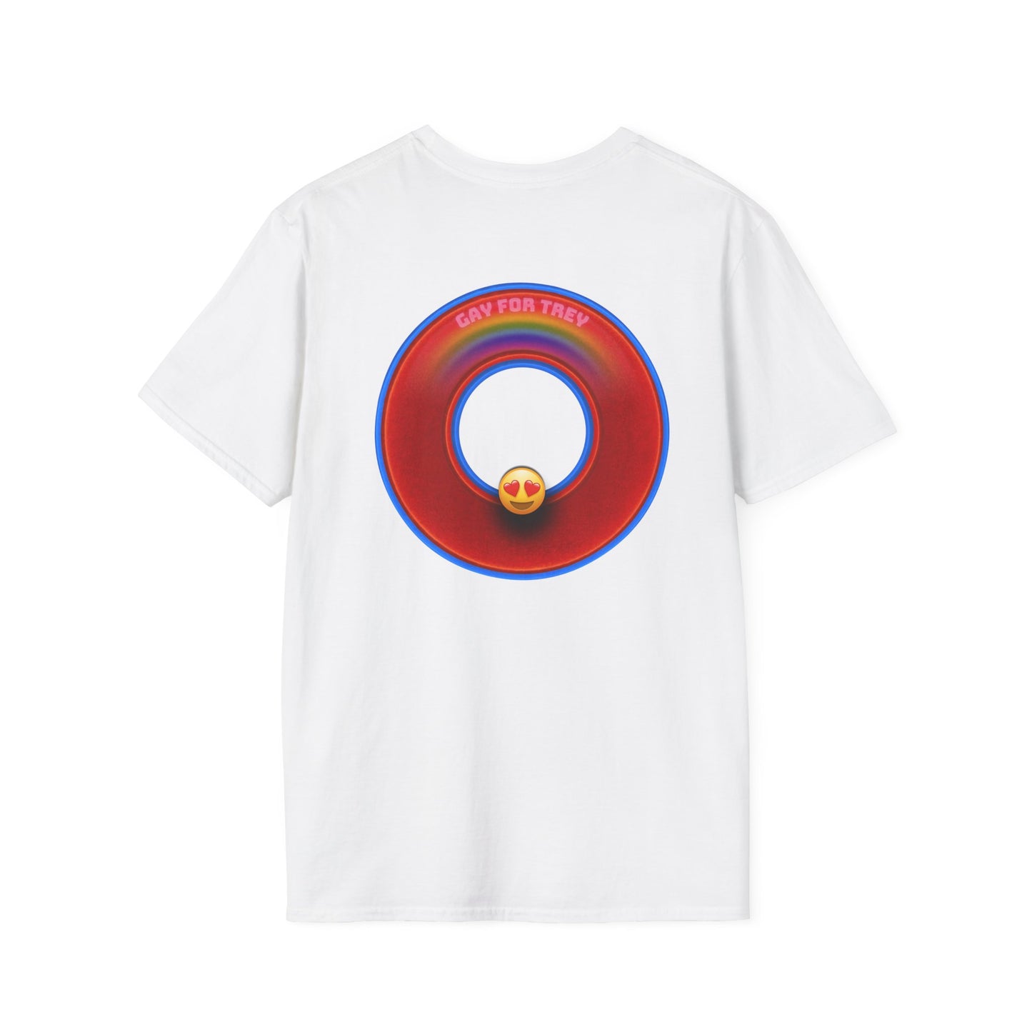 Classic Donut Tee - Unisex Soft-Style - "Yes You Are Mark!" - vivid red/blue donut