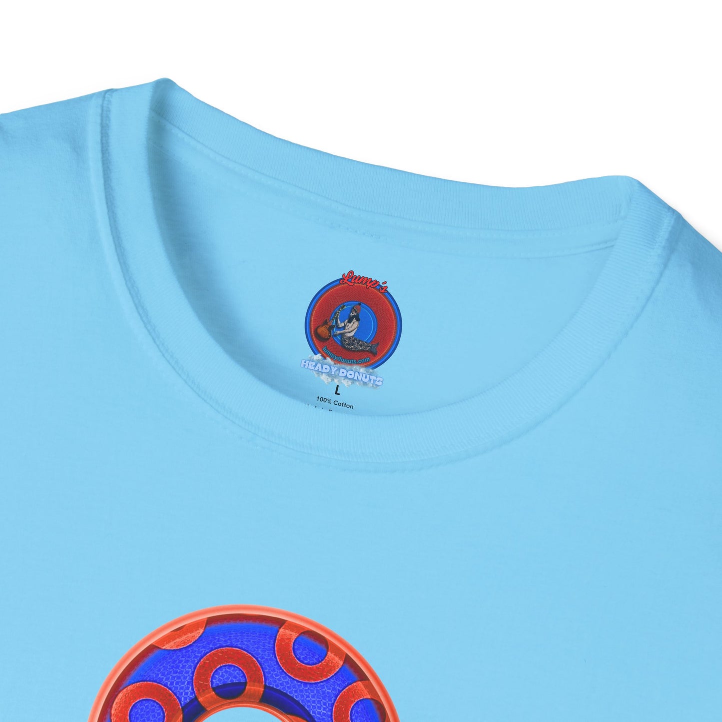 Plain Donuts/Unisex Soft-Style - "Plain Rustic Paradoxical Donuts" - electric blue/red donuts