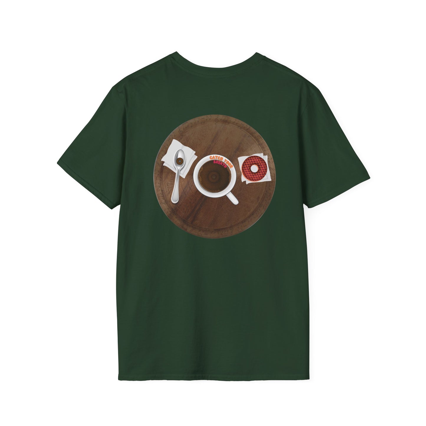 Coffee Traders Tee - Unisex Soft-Style - "Columbia House CDs " - paradoxical donut - 2 - logo front/coffee back