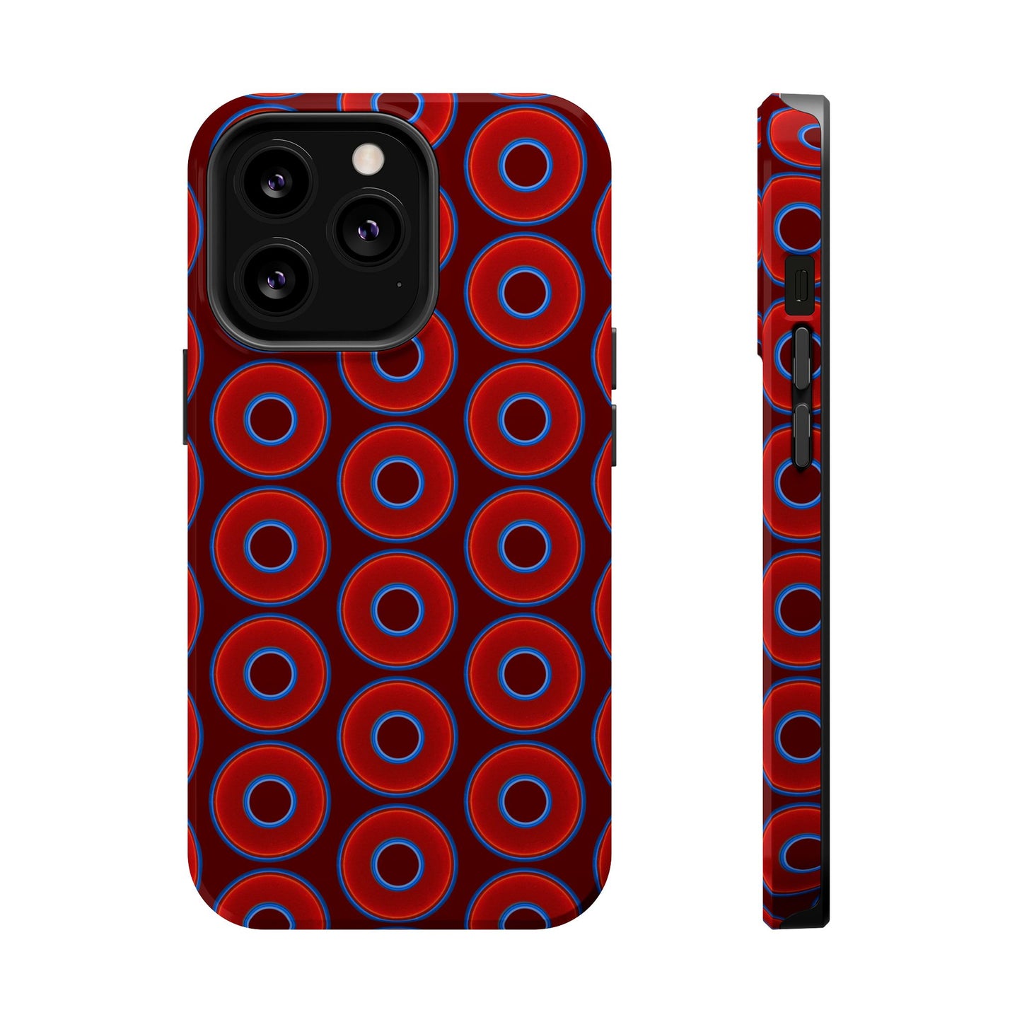 Magnetic Tough Donut Case - red vivid donut print w/dark red background