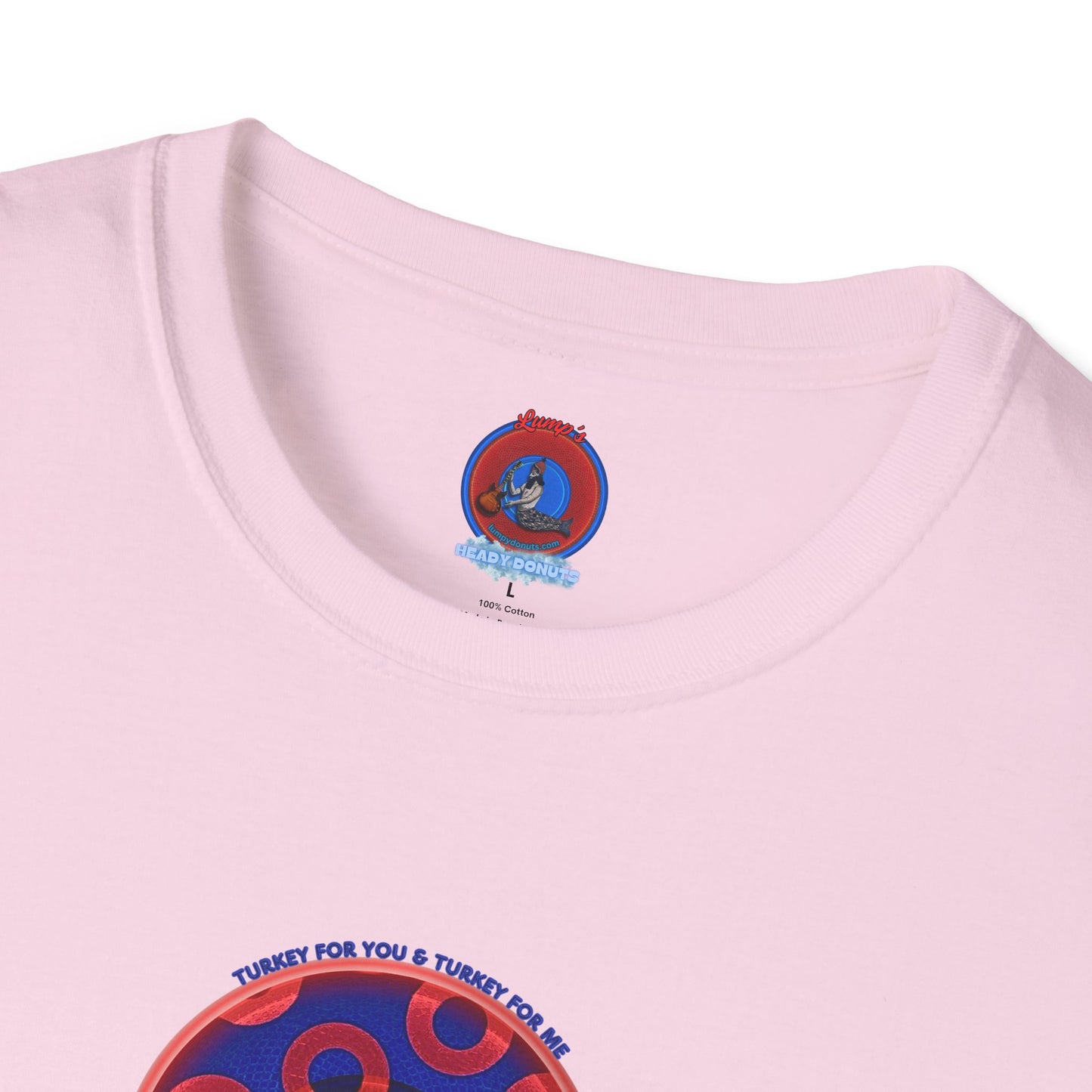 Classic Donut Tee - Unisex Soft-Style - "Turducken Donut Madness" - blue/red rustic paradox donut - holiday edition