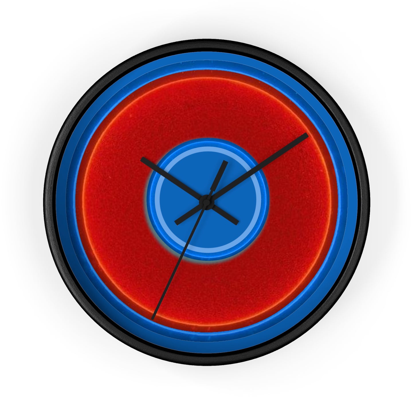 Lumpy Wall Clock - red vivid donut - variant 1 w/dark royal blue background