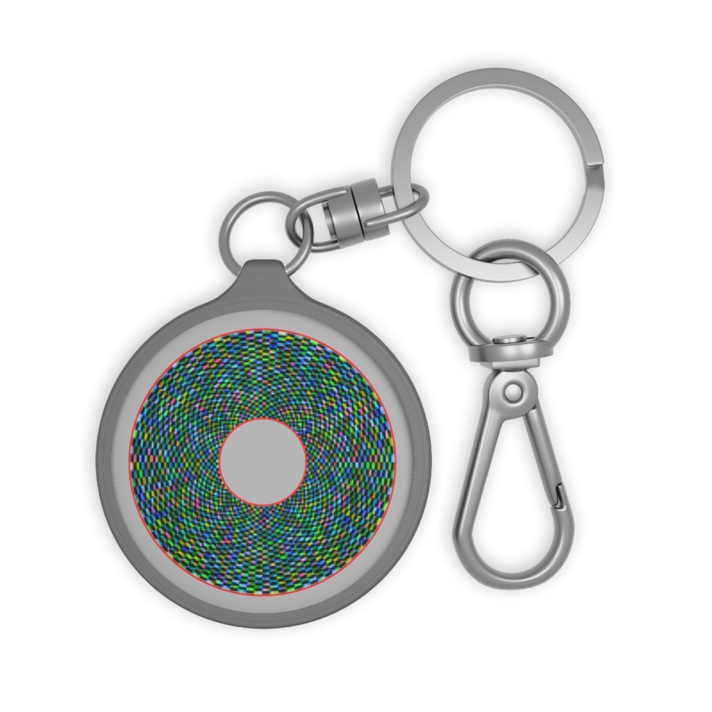 Lumpy Donut Keychain - "Pixilated Donut" - series 1.0 - variant 2- close red boarder