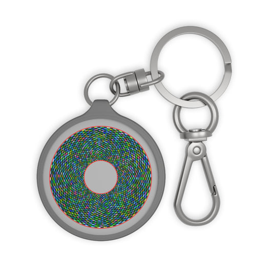 Lumpy Donut Keychain - "Pixilated Donut" - series 1.0 - variant 2- close red boarder