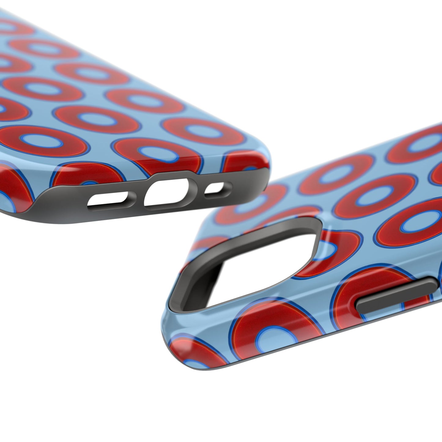Impact-Resistant Lumpy Donut Case - red vivid donut print w/sky blue background
