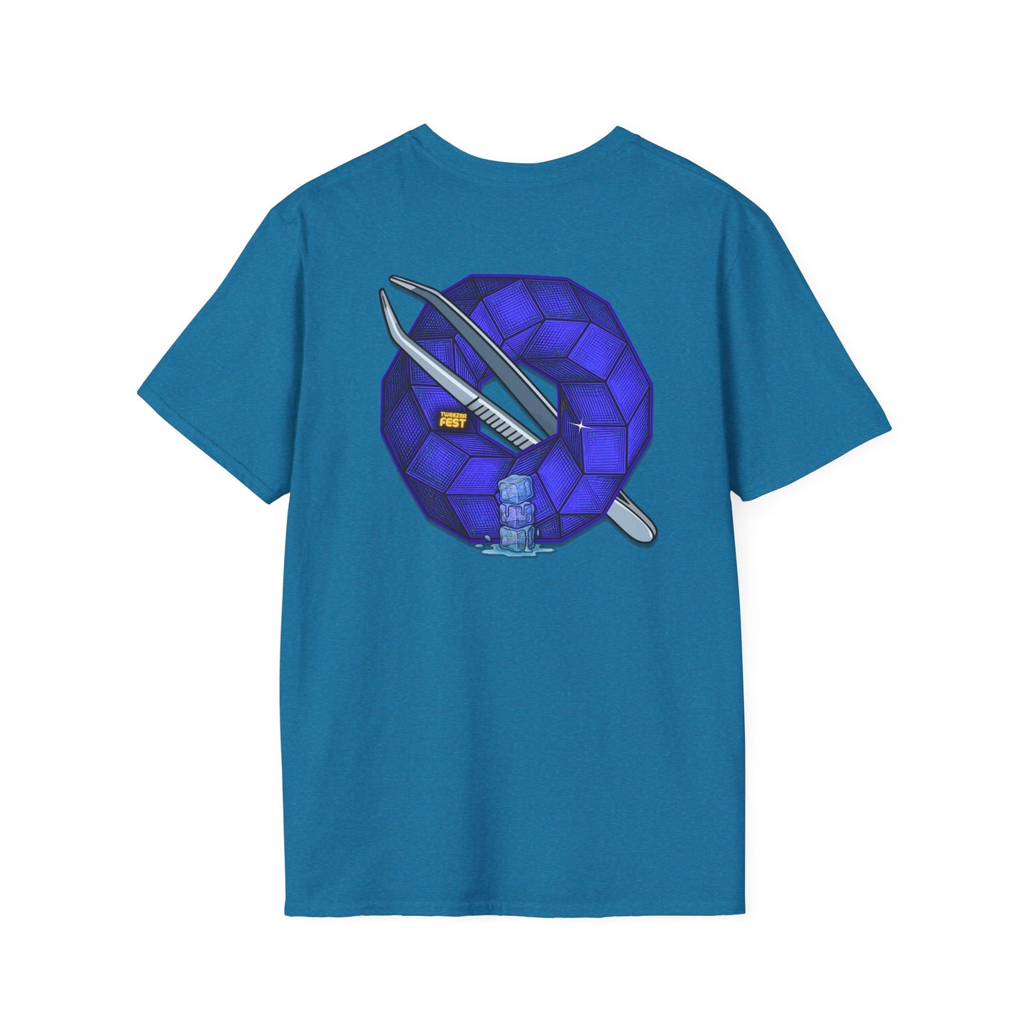 Classic Donut Tee - Unisex Soft-Style - "The Teasing Donut" - rustic dark royal blue cubed donut