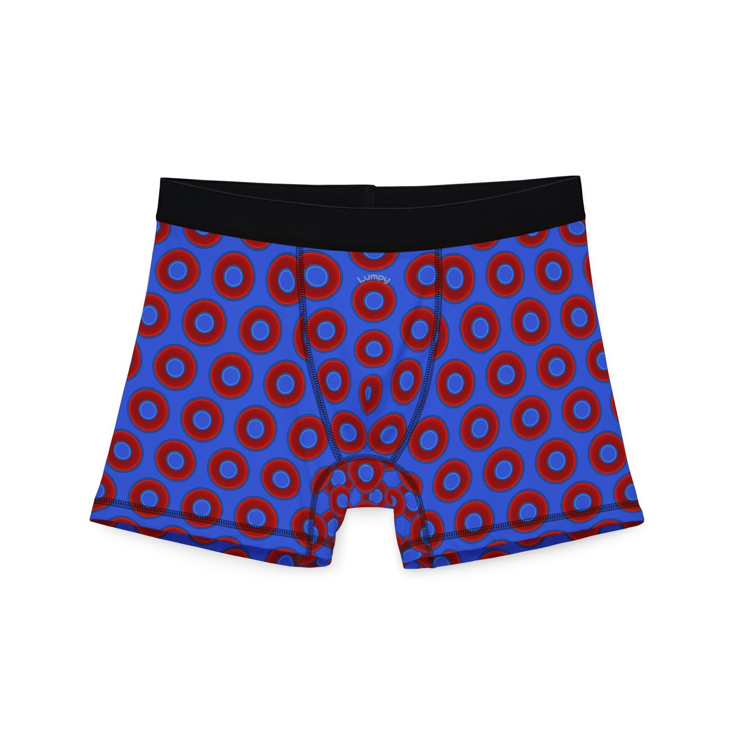 Men's Donut Boxers - red vivid donuts w/royal blue background