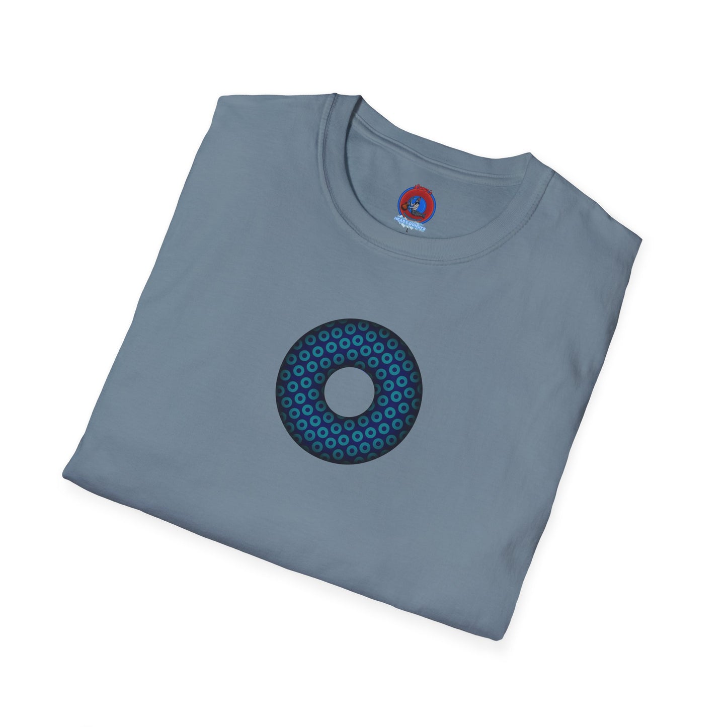 Plain Donuts/Unisex Soft-Style - "Plain Paradoxical Grided Donuts" - teal/dark blue donuts