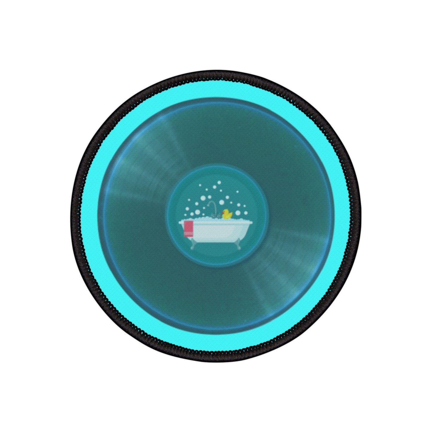 Iron-On Donut Patch - Rubber Ducky & Bath Time Fun" - series 1.0 - aquamarine donut