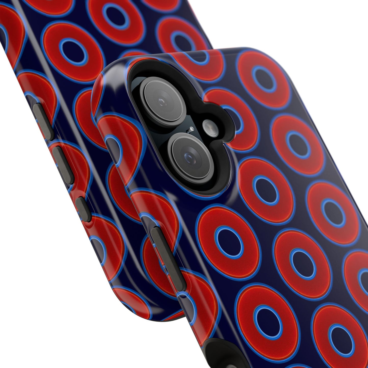 Magnetic Tough Donut Case - red vivid donut print w/midnight blue background
