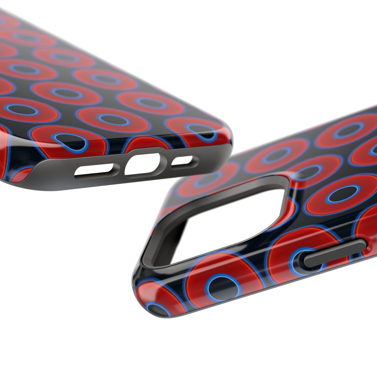 Magnetic Tough Donut Case - red vivid donut print w/blue charcoal background