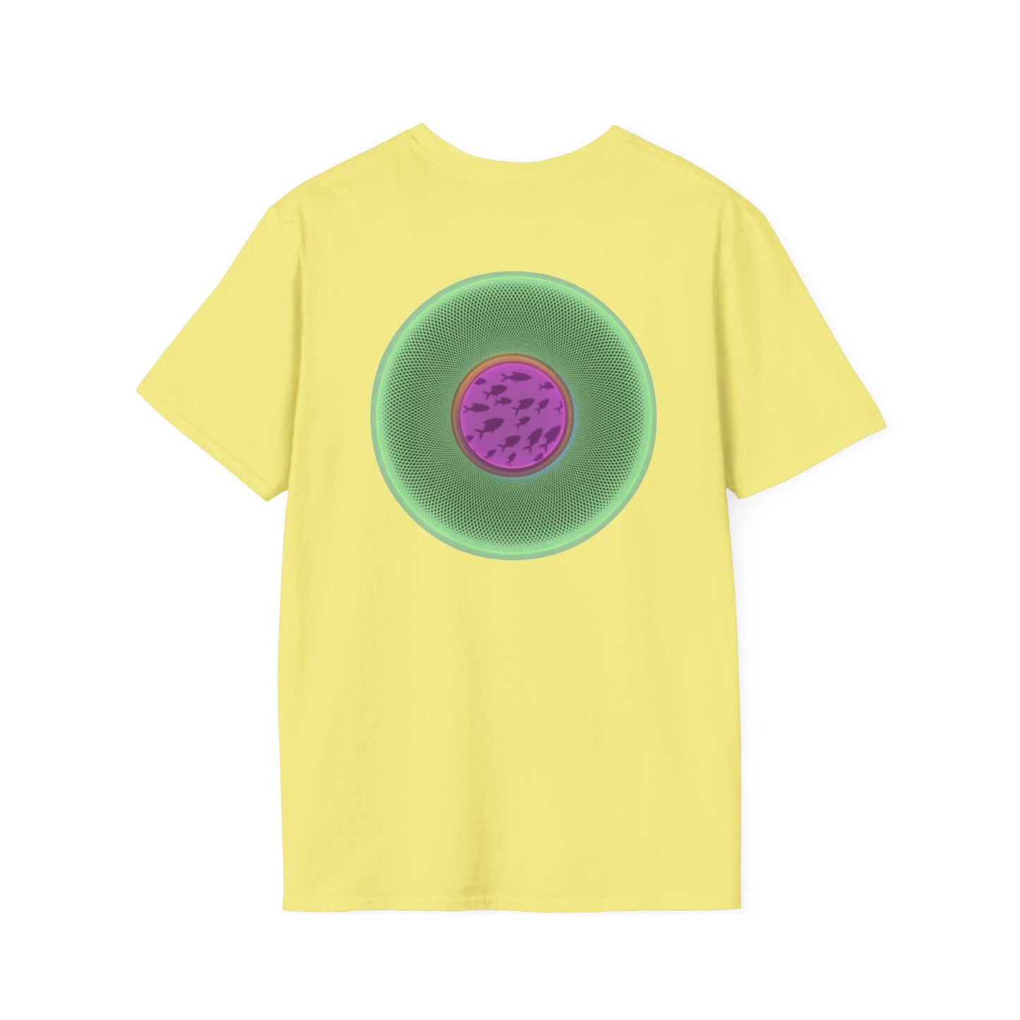Classic Donut Tee - Unisex Soft-Style - "Swimming By" - variant 1 - series 1.0 - florescent green donut